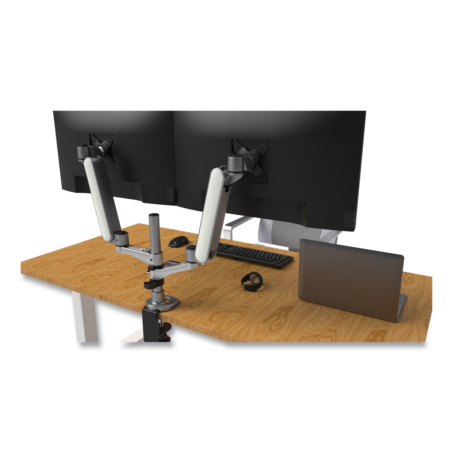 multi-directional-dual-monitor-arm-for-30-monitors-360-deg-rotation-105-deg-tilt-360-deg-pan-silver-wh-supports-20-lbs_ktkma320 - 4