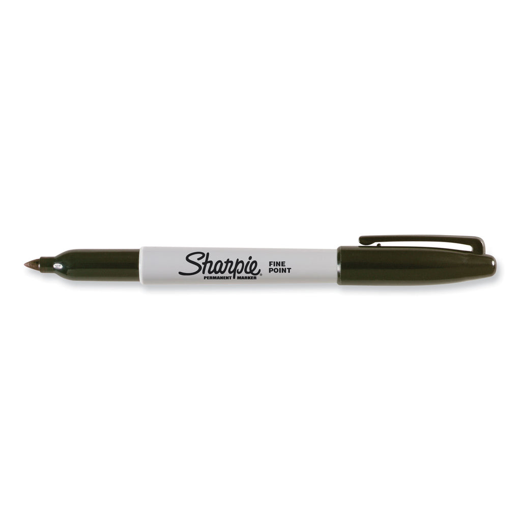Fine Tip Permanent Marker, Stainless Steel Single Marker Case, Fine Bullet Tip, Black, 5/Pack