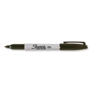 Fine Tip Permanent Marker, Stainless Steel Single Marker Case, Fine Bullet Tip, Black, 5/Pack