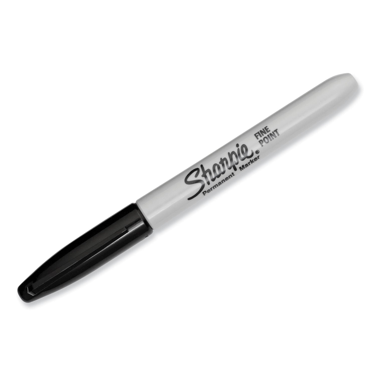 Fine Tip Permanent Marker, Stainless Steel Single Marker Case, Fine Bullet Tip, Black, 5/Pack