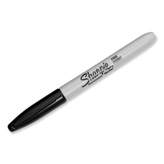 Fine Tip Permanent Marker, Stainless Steel Single Marker Case, Fine Bullet Tip, Black, 5/Pack