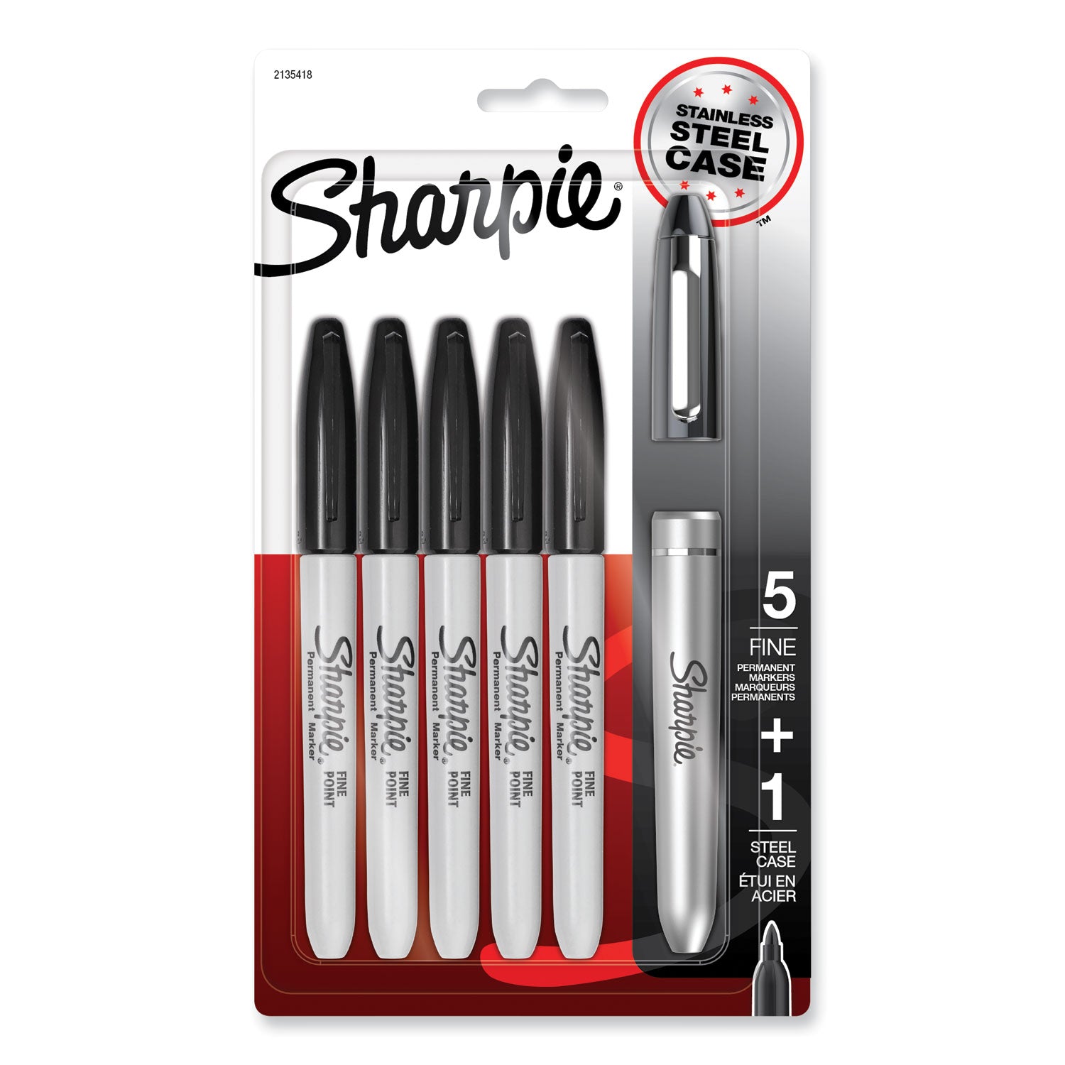 fine-tip-permanent-marker-stainless-steel-single-marker-case-fine-bullet-tip-black-5-pack_san2135418 - 1