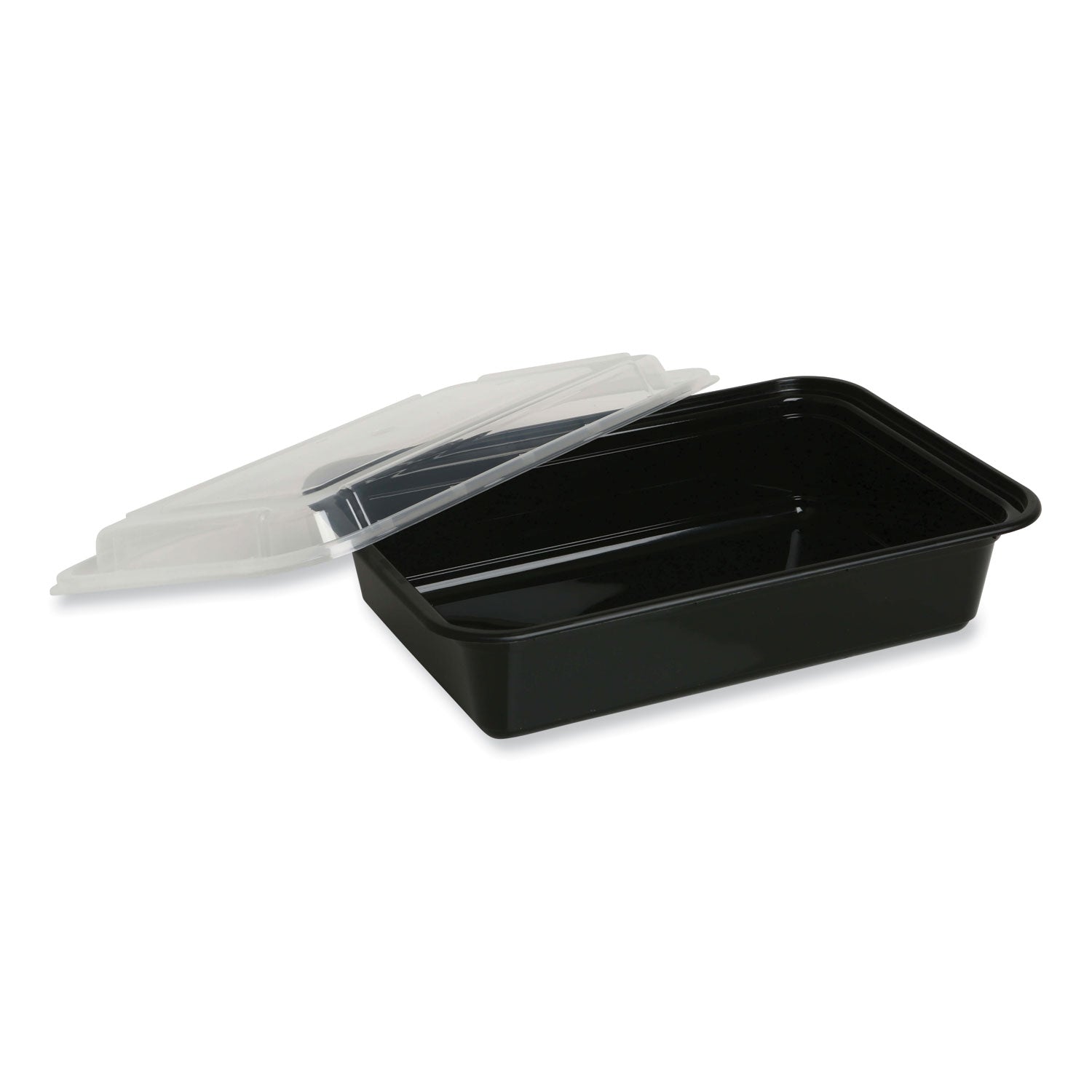 Microwavable Food Container with Lid, Round, 16 oz, 6.29 x 6.29 x 1.96, Black/Clear, Plastic, 150/Carton