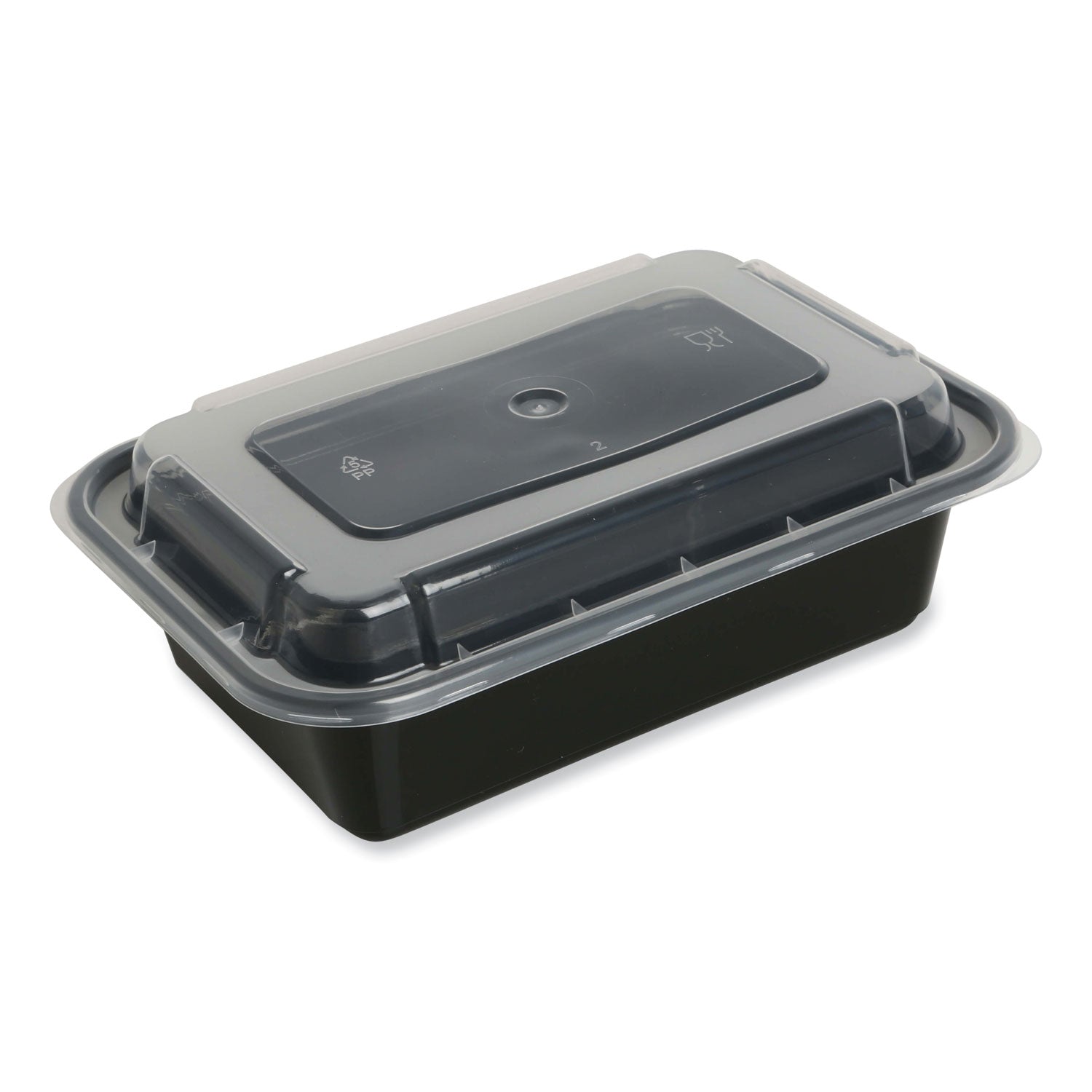 microwavable-food-container-with-lid-rectangular-16-oz-748-x-503-x-204-black-clear-plastic-150-carton_gentorect16 - 1