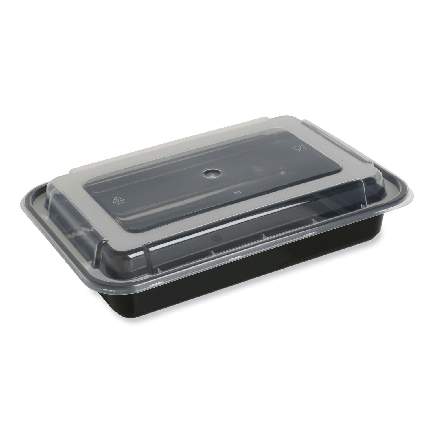 microwavable-food-container-with-lid-rectangular-32-oz-881-x-602-x-224-black-clear-plastic-150-carton_gentorect32 - 1