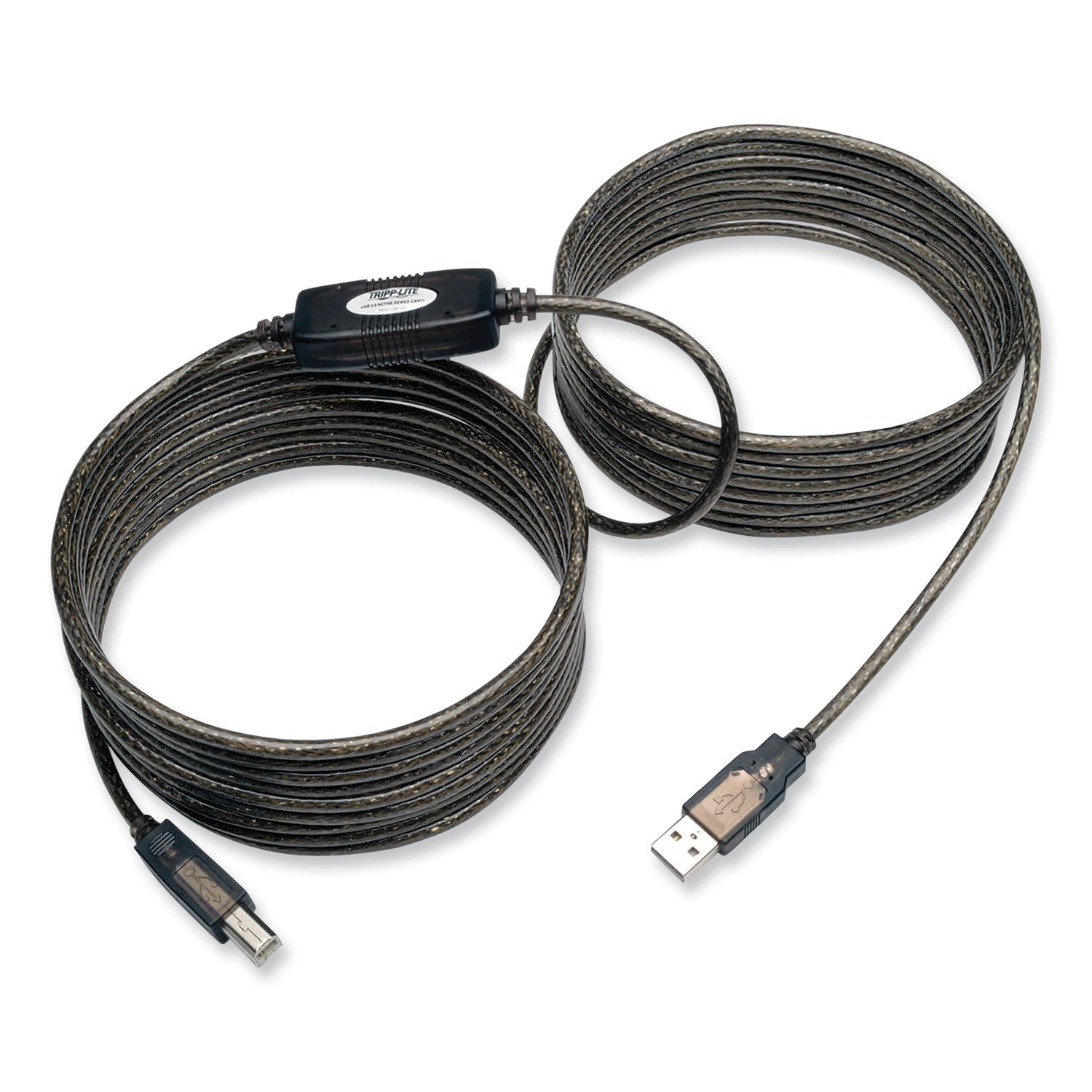 USB 2.0 Active Repeater Cable, A to B (M/M), 25 ft, Black - 