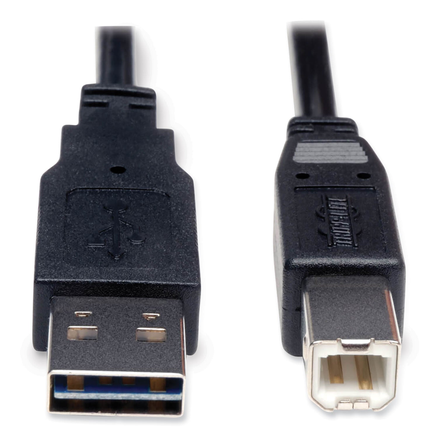 Universal Reversible USB 2.0 Cable, Reversible A to B (M/M), 6 ft, Black - 