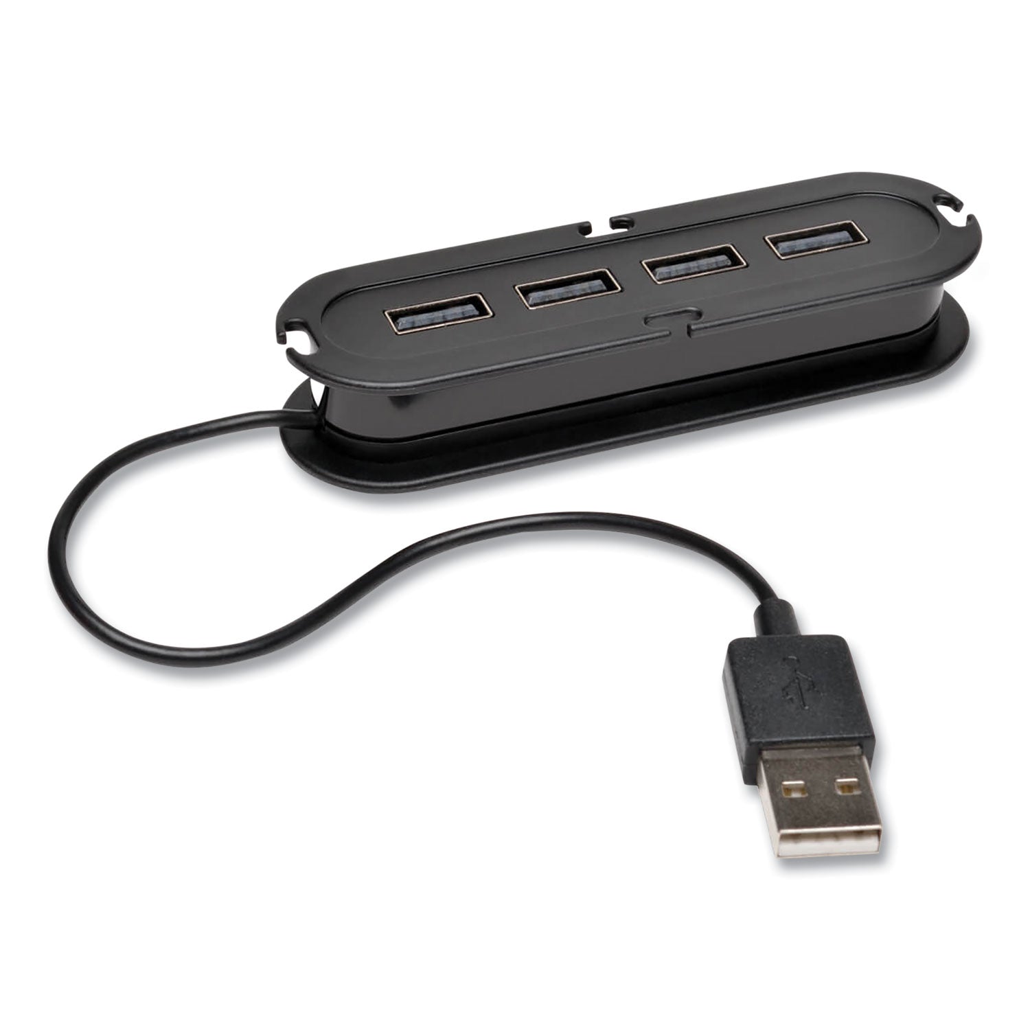 USB 2.0 Ultra-Mini Compact Hub with Power Adapter, 4 Ports, Black - 