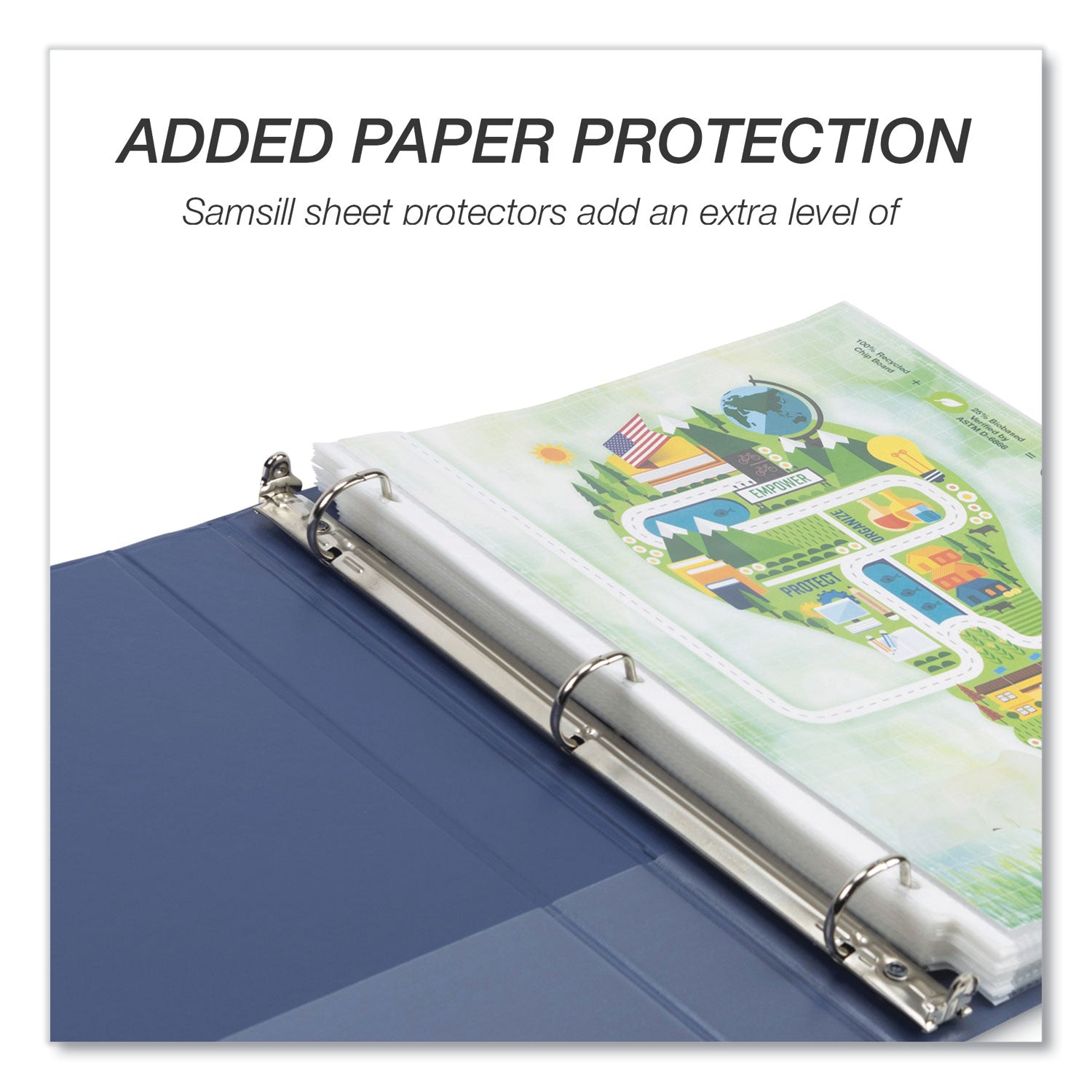 Earth's Choice Plant-Based BOHO D-Ring View Binders, 1" Capacity, 11 x 8.5, Indigo, 2/Pack