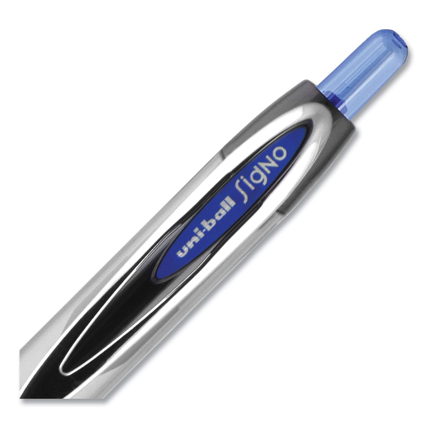 signo-207-needle-point-gel-pen-retractable-medium-07-mm-blue-ink-clear-black-blue-barrel-dozen_ubc1736098 - 6