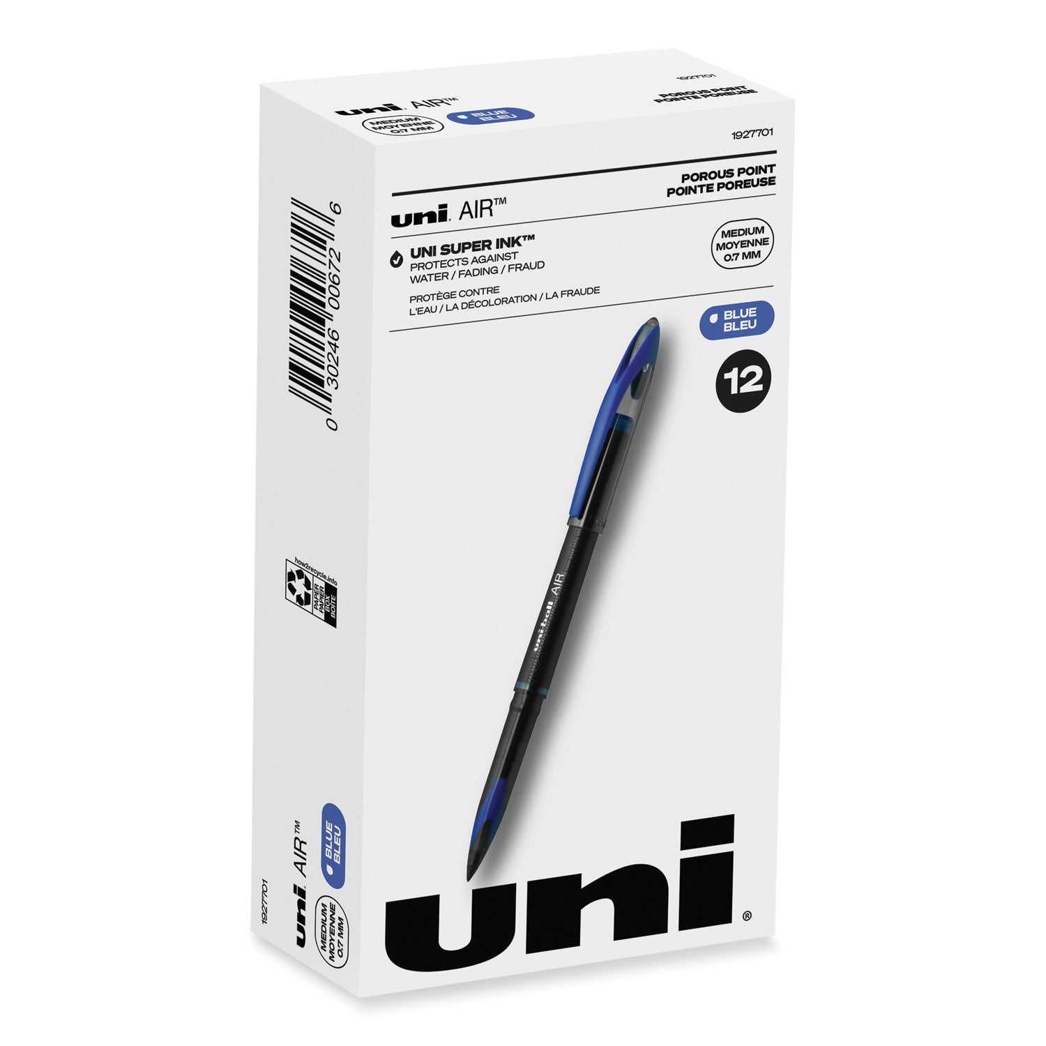 air-porous-roller-ball-pen-stick-medium-07-mm-blue-ink-black-blue-barrel-dozen_ubc1927701 - 1