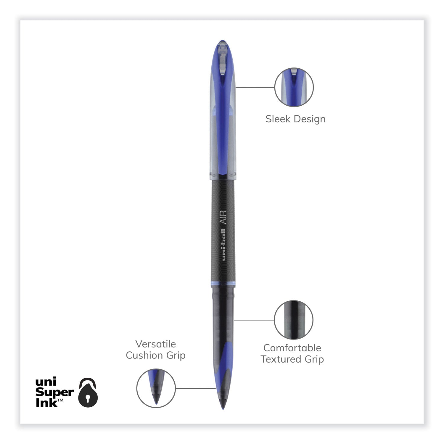 air-porous-roller-ball-pen-stick-medium-07-mm-blue-ink-black-blue-barrel-dozen_ubc1927701 - 4