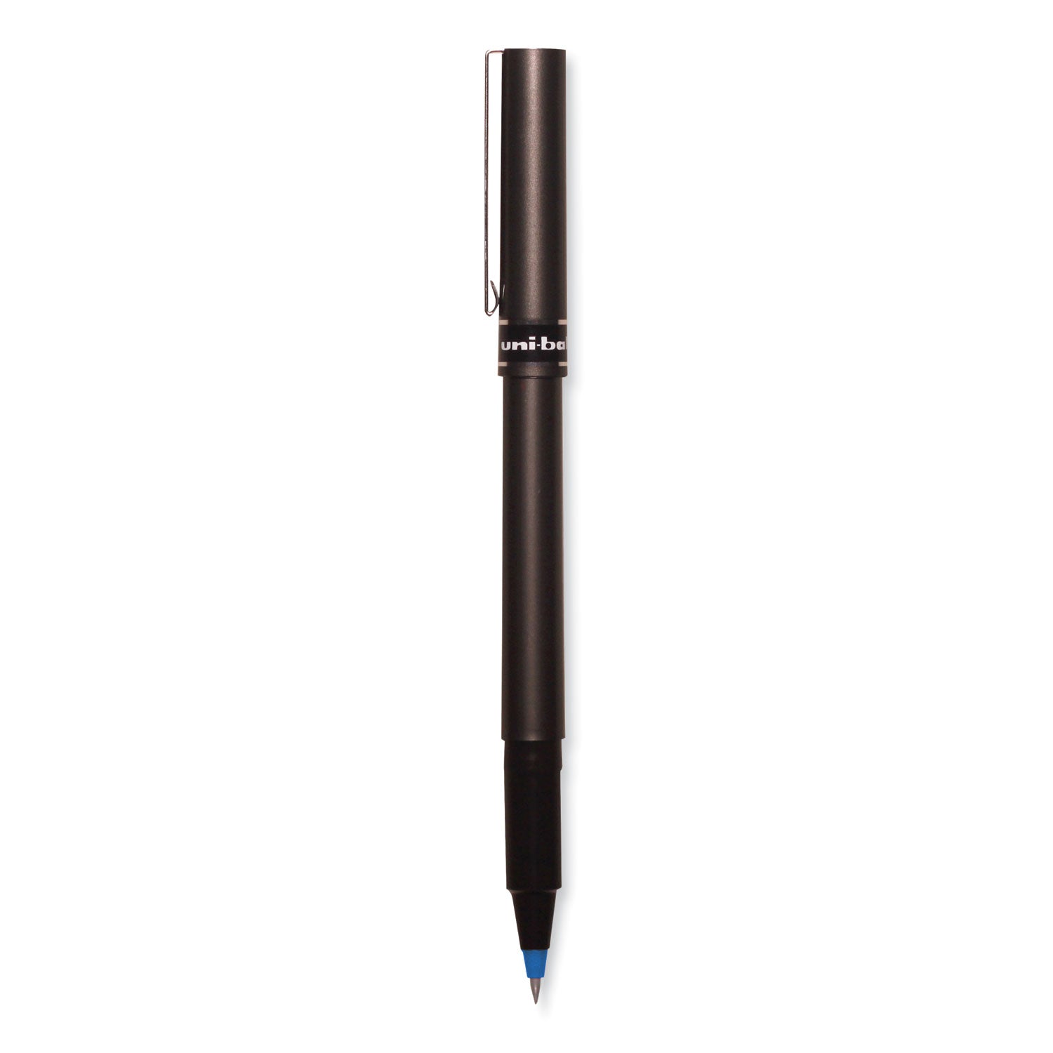 deluxe-roller-ball-pen-stick-extra-fine-05-mm-blue-ink-metallic-gray-black-blue-barrel-dozen_ubc60027 - 3