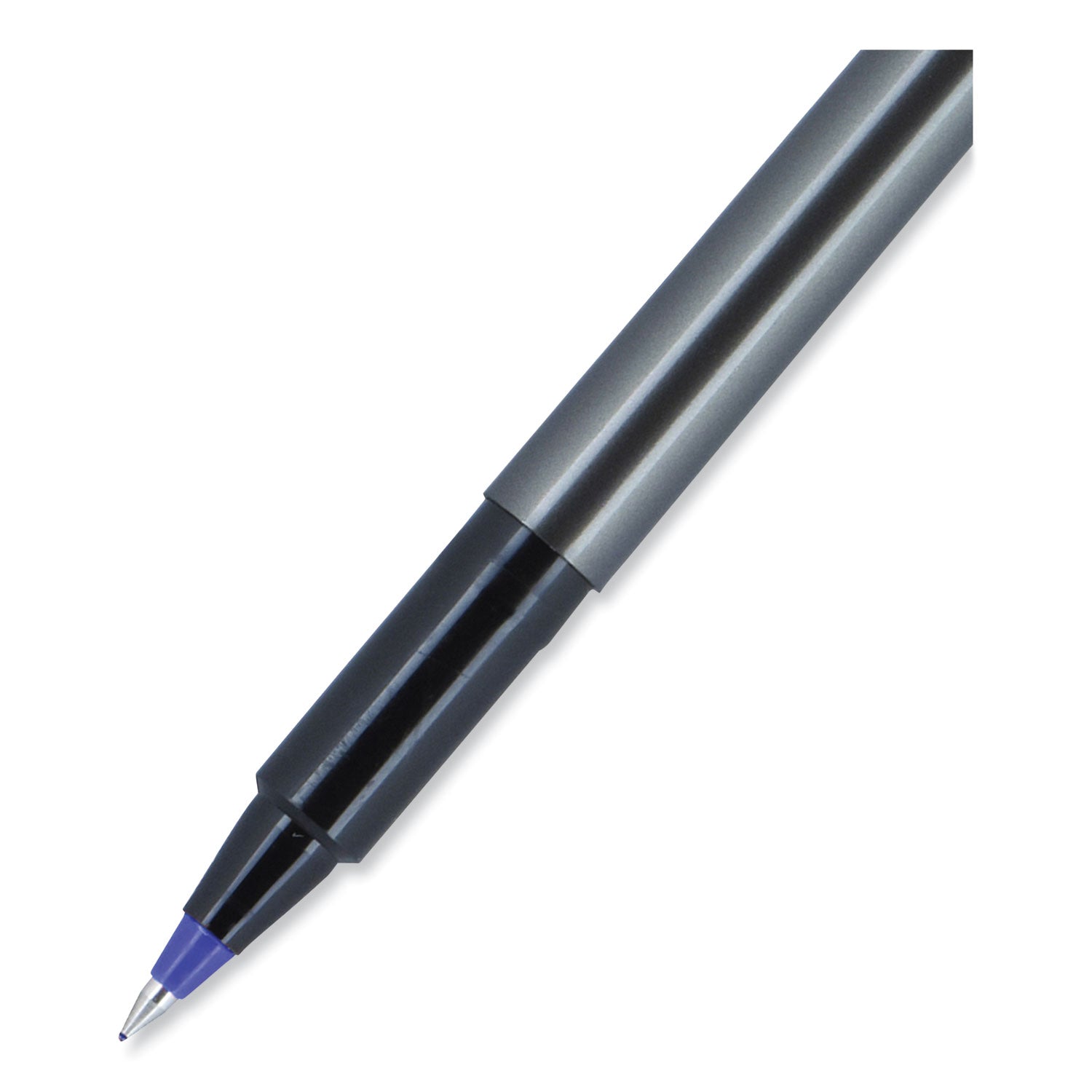 deluxe-roller-ball-pen-stick-extra-fine-05-mm-blue-ink-metallic-gray-black-blue-barrel-dozen_ubc60027 - 7