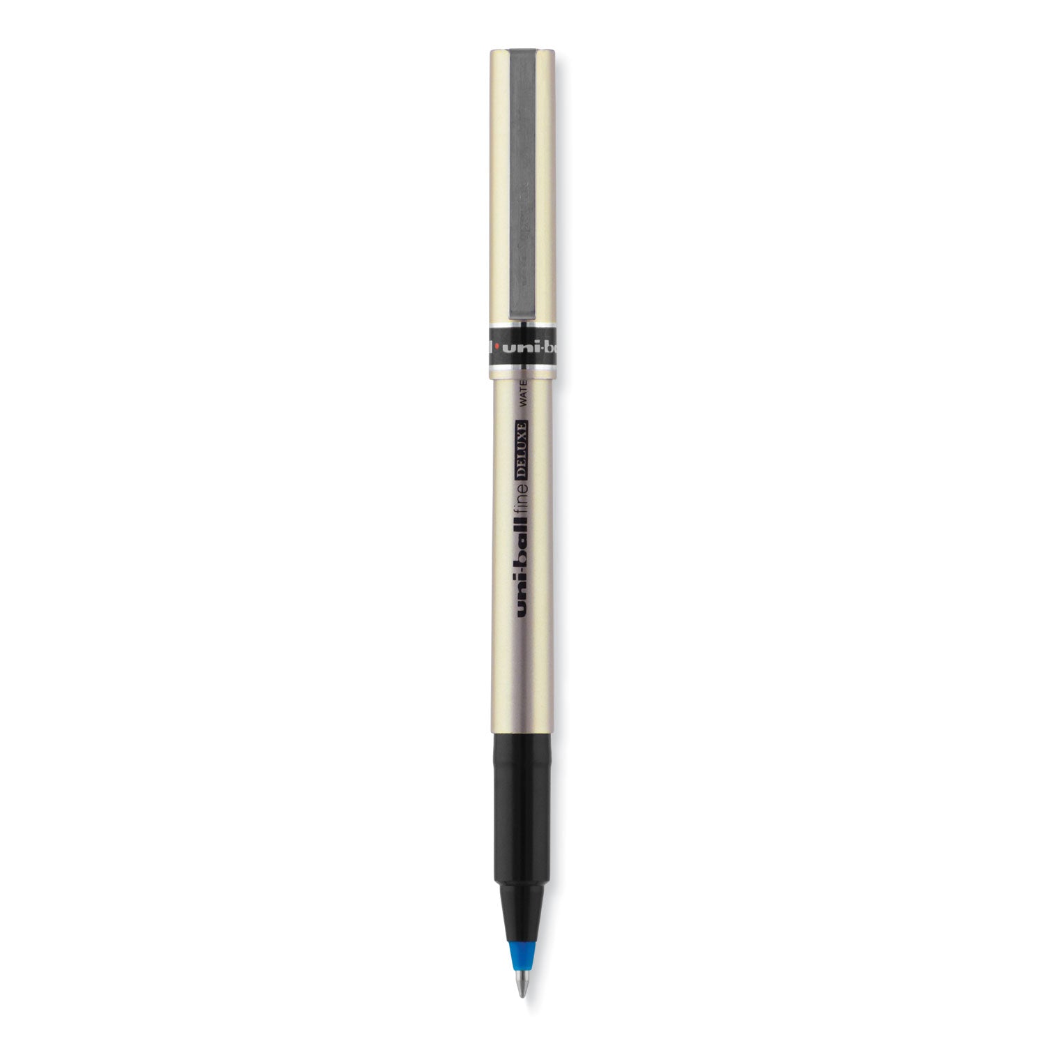 deluxe-roller-ball-pen-stick-fine-07-mm-blue-ink-champagne-black-blue-barrel-dozen_ubc60053 - 2