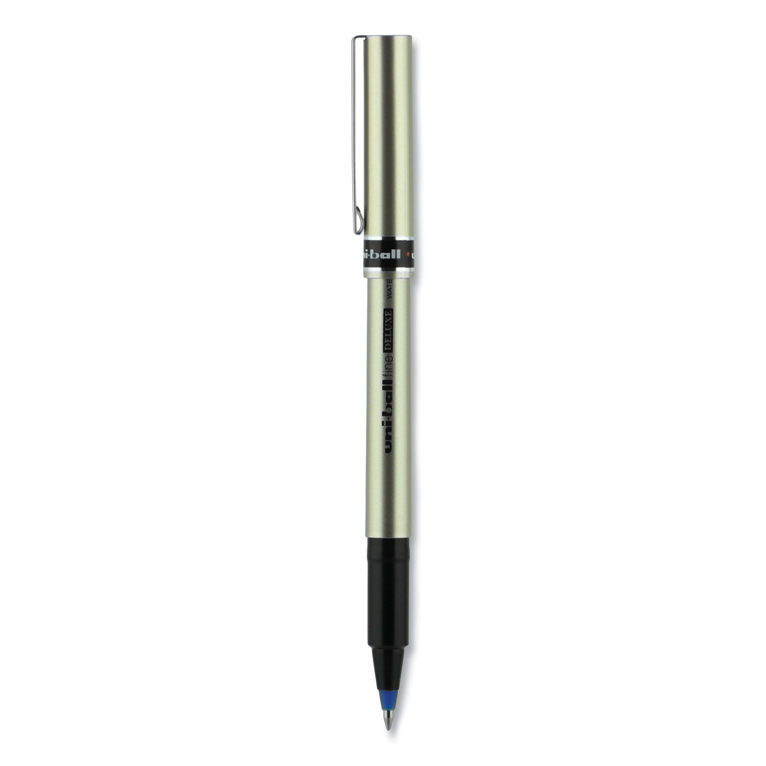 deluxe-roller-ball-pen-stick-fine-07-mm-blue-ink-champagne-black-blue-barrel-dozen_ubc60053 - 3