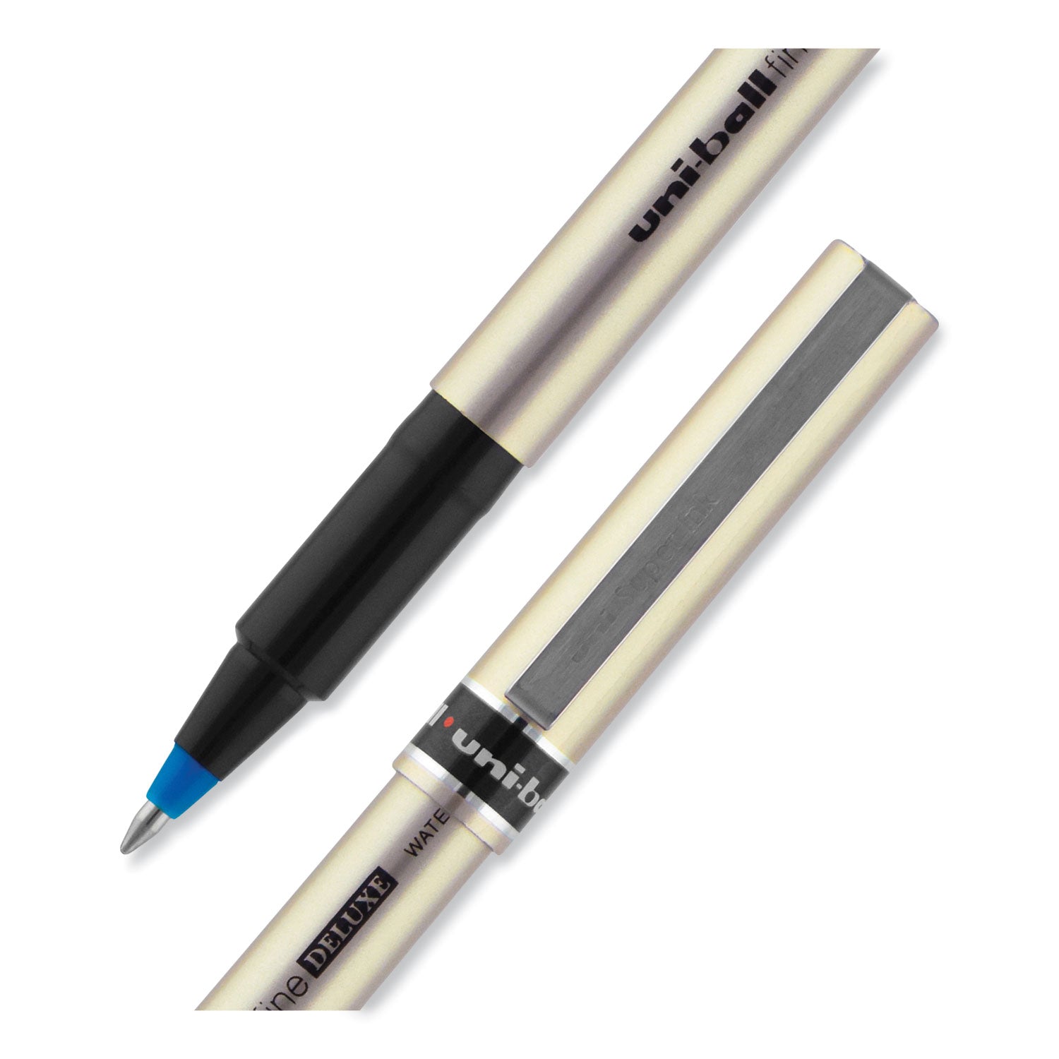 deluxe-roller-ball-pen-stick-fine-07-mm-blue-ink-champagne-black-blue-barrel-dozen_ubc60053 - 5