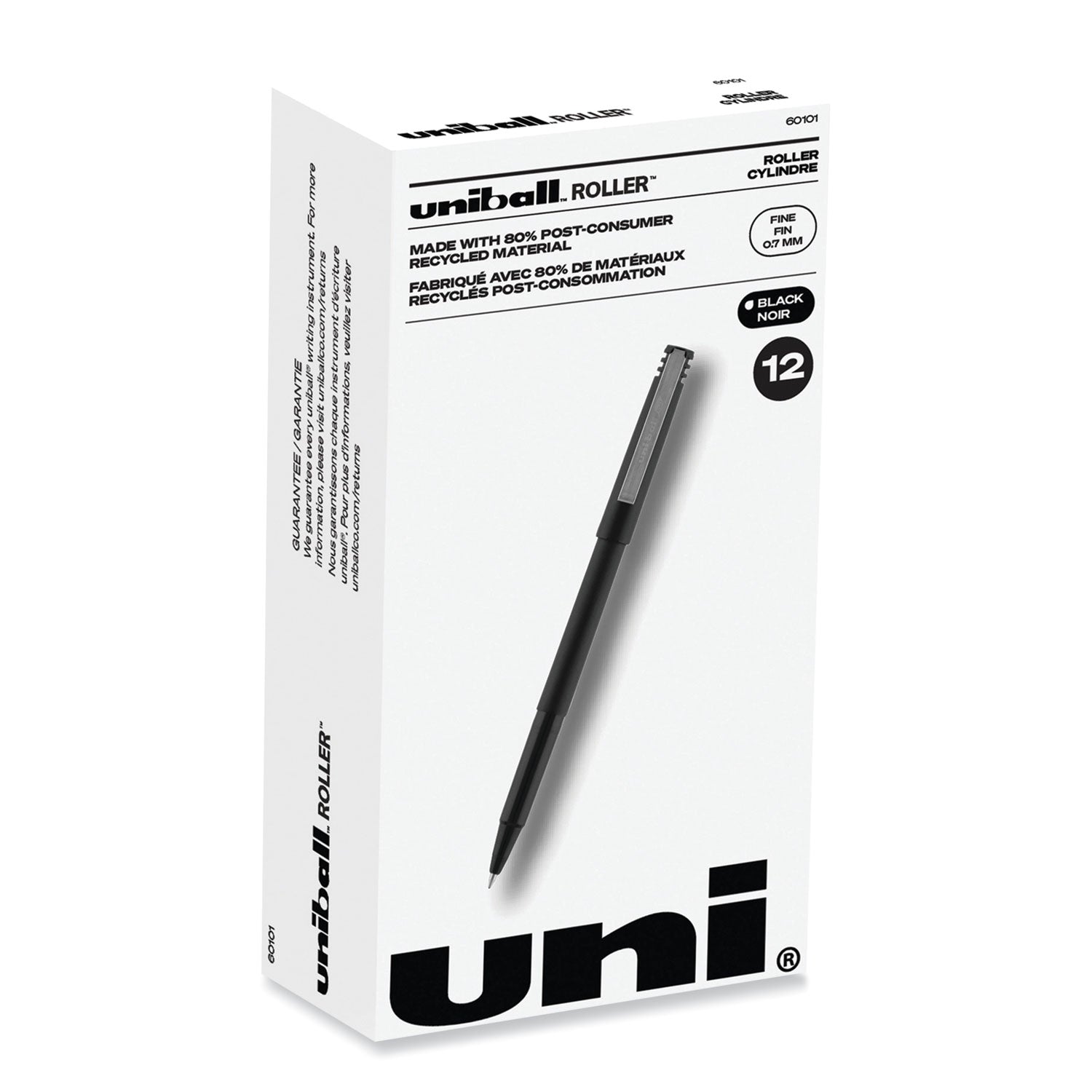 roller-ball-pen-stick-fine-07-mm-black-ink-black-barrel-dozen_ubc60101 - 1