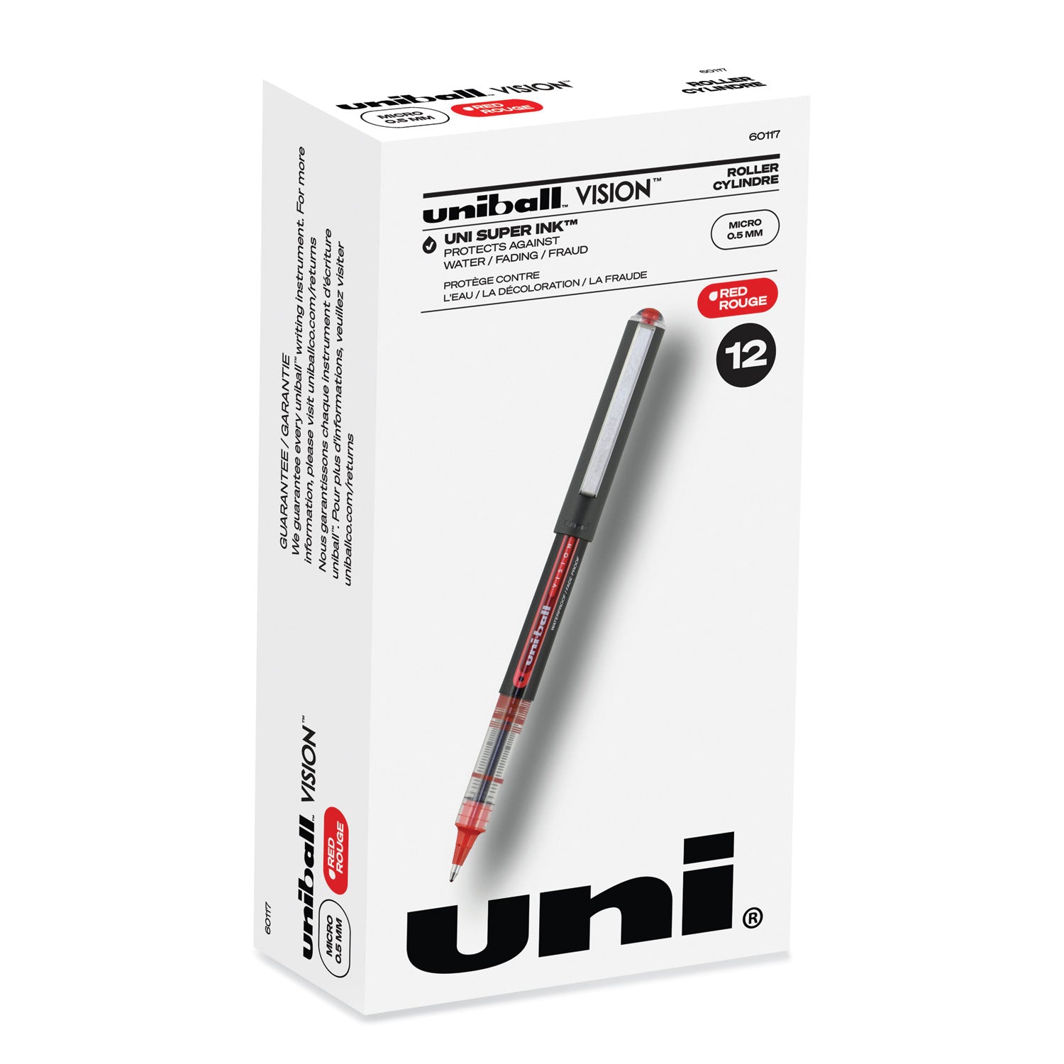 vision-roller-ball-pen-stick-extra-fine-05-mm-red-ink-gray-red-barrel-dozen_ubc60117 - 1