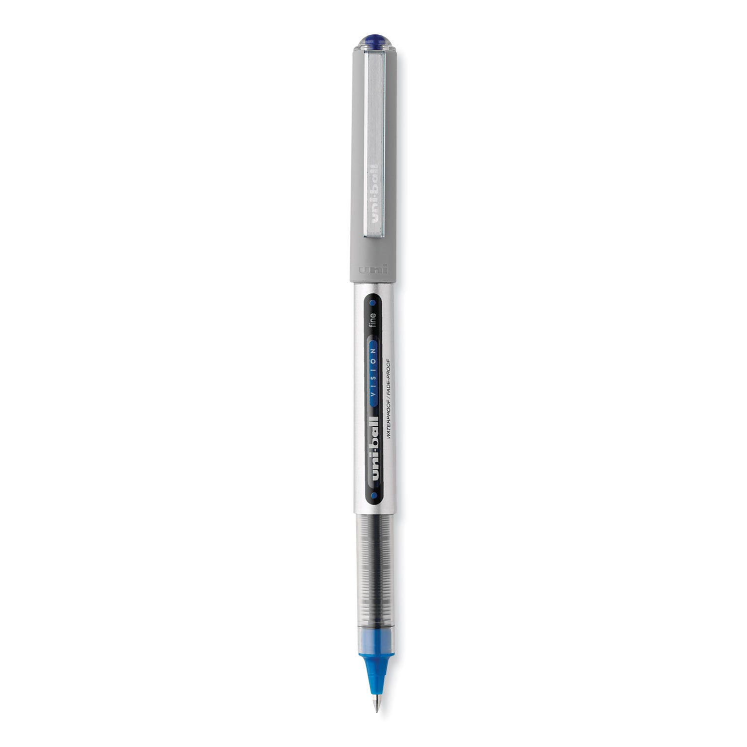 vision-roller-ball-pen-stick-fine-07-mm-blue-ink-silver-blue-clear-barrel-dozen_ubc60134 - 2