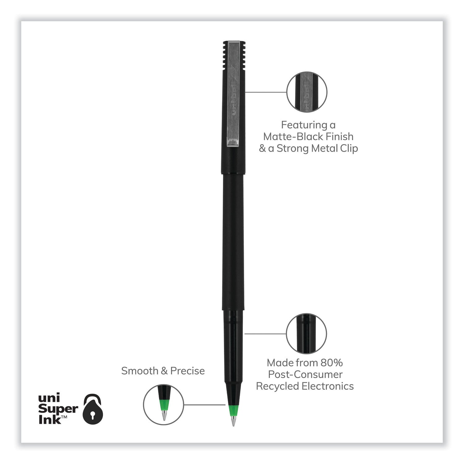 roller-ball-pen-stick-extra-fine-05-mm-green-ink-black-green-barrel-dozen_ubc60154 - 4