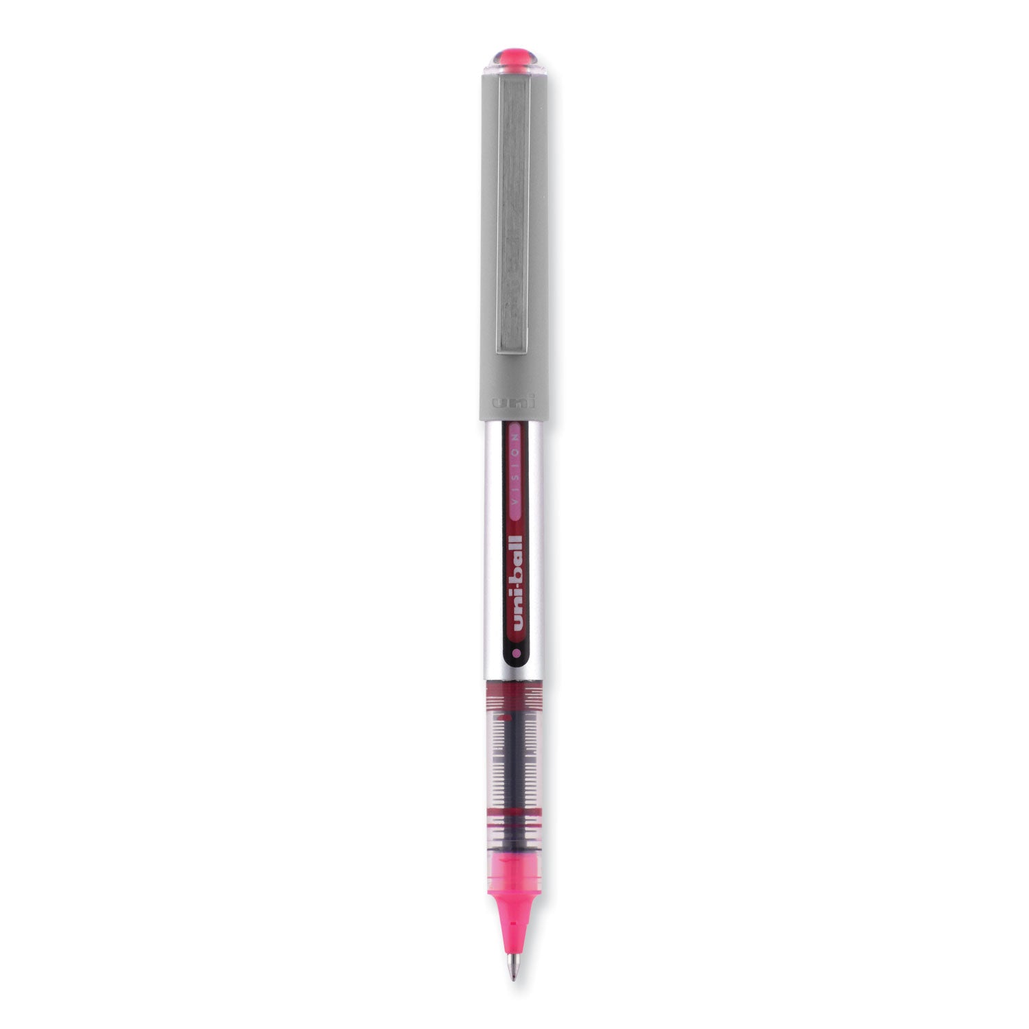 vision-roller-ball-pen-stick-fine-07-mm-pink-ink-silver-pink-clear-barrel-dozen_ubc60384 - 2