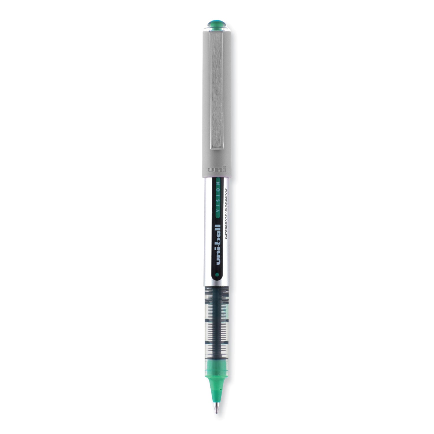 vision-roller-ball-pen-stick-fine-07-mm-green-ink-silver-green-clear-barrel-dozen_ubc60386 - 2