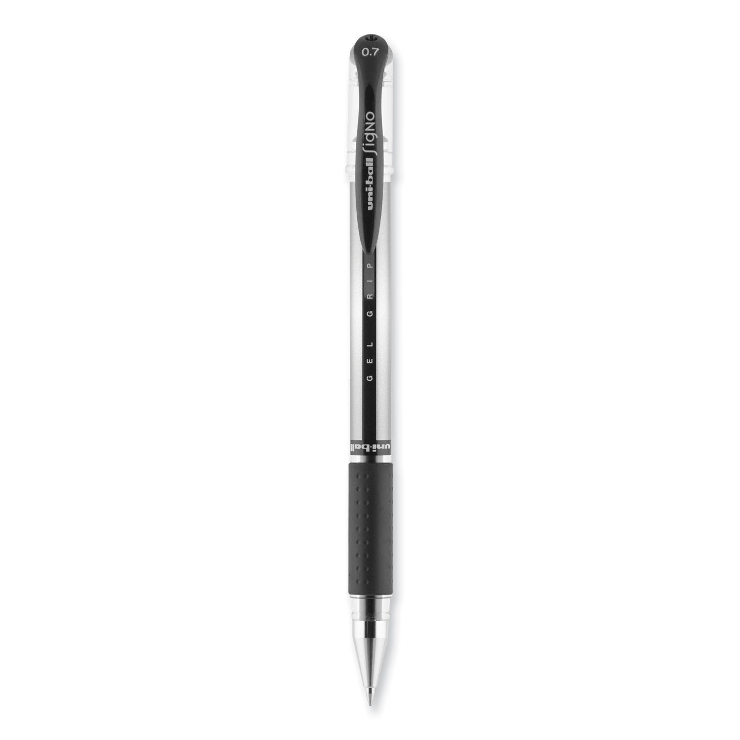 signo-grip-gel-pen-stick-medium-07-mm-black-ink-clear-black-silver-barrel-dozen_ubc65450 - 2