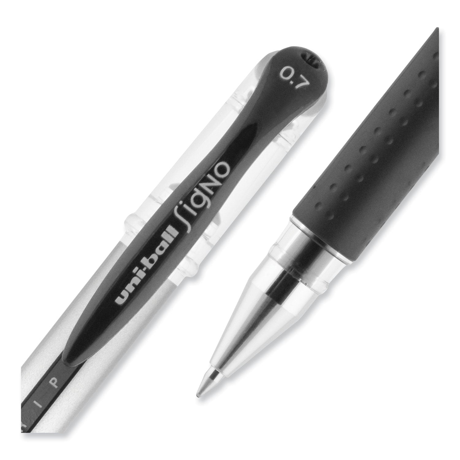 signo-grip-gel-pen-stick-medium-07-mm-black-ink-clear-black-silver-barrel-dozen_ubc65450 - 5