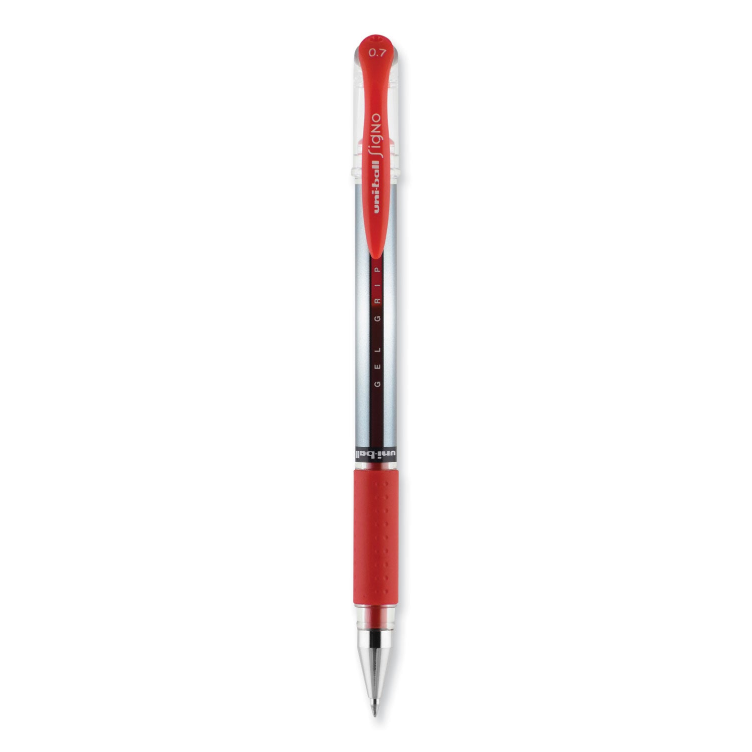 signo-grip-gel-pen-stick-medium-07-mm-red-ink-clear-red-silver-barrel-dozen_ubc65452 - 2