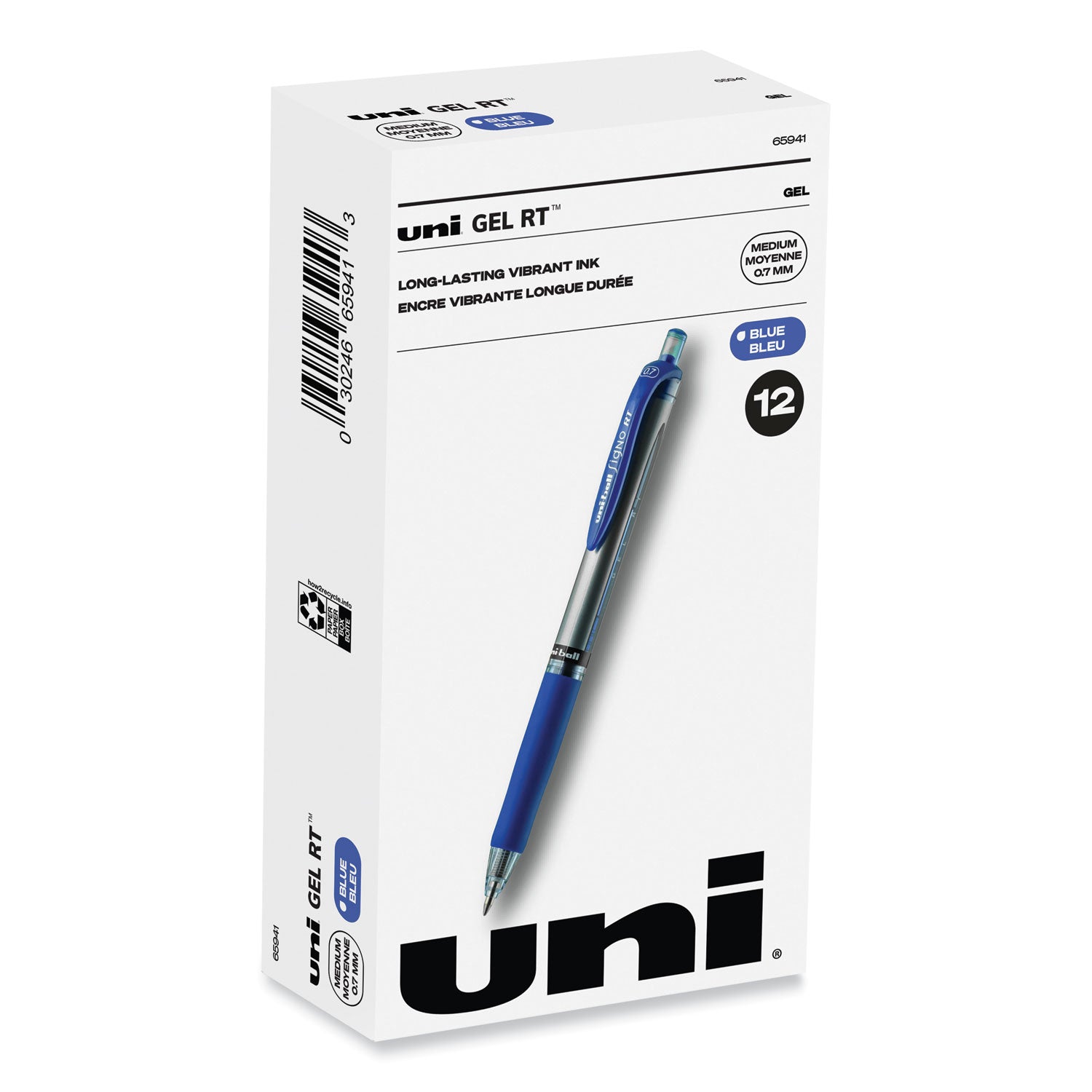 signo-gel-pen-retractable-medium-07-mm-blue-ink-silver-blue-barrel-dozen_ubc65941 - 1