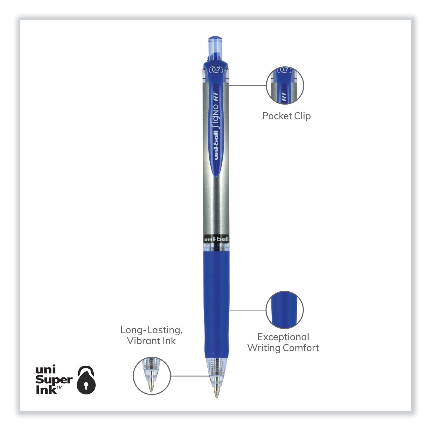 signo-gel-pen-retractable-medium-07-mm-blue-ink-silver-blue-barrel-dozen_ubc65941 - 4