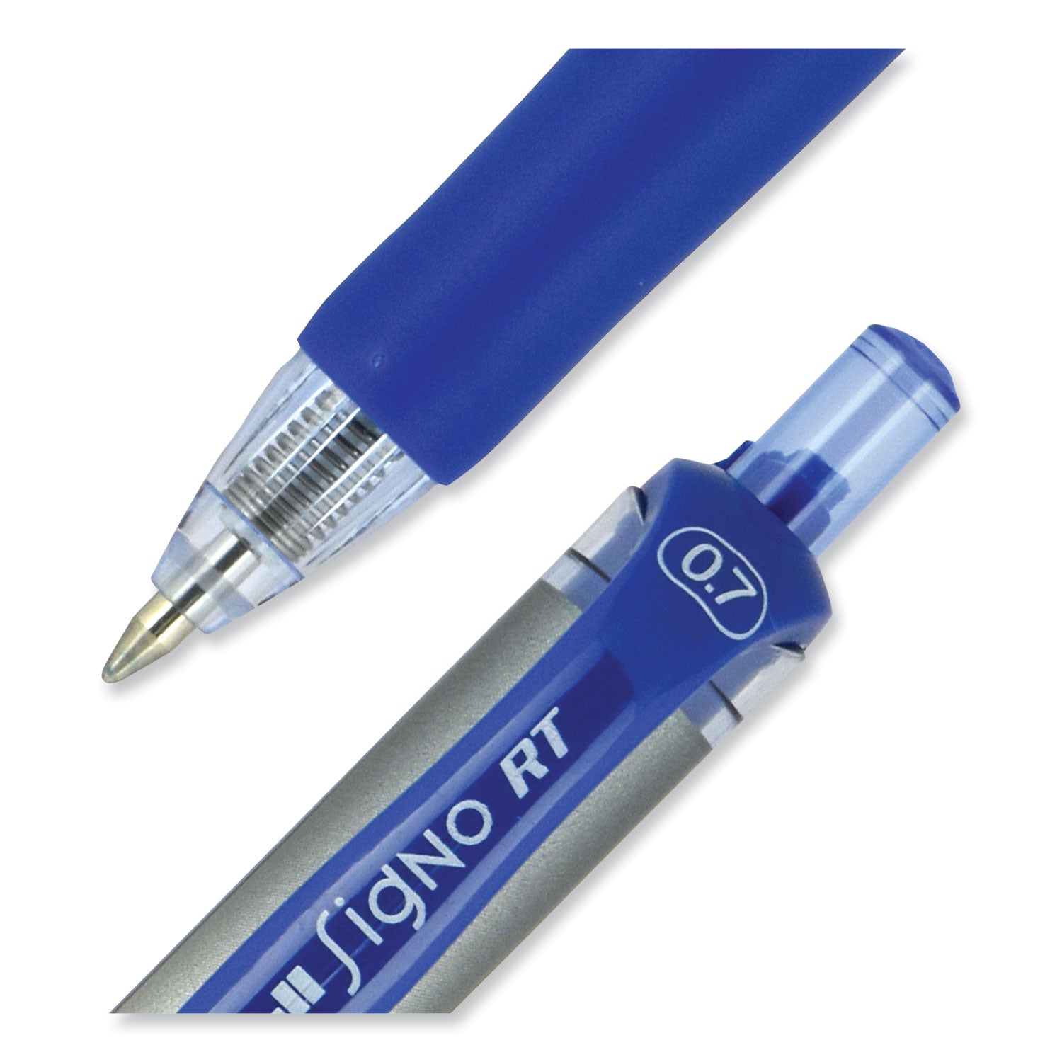 signo-gel-pen-retractable-medium-07-mm-blue-ink-silver-blue-barrel-dozen_ubc65941 - 5