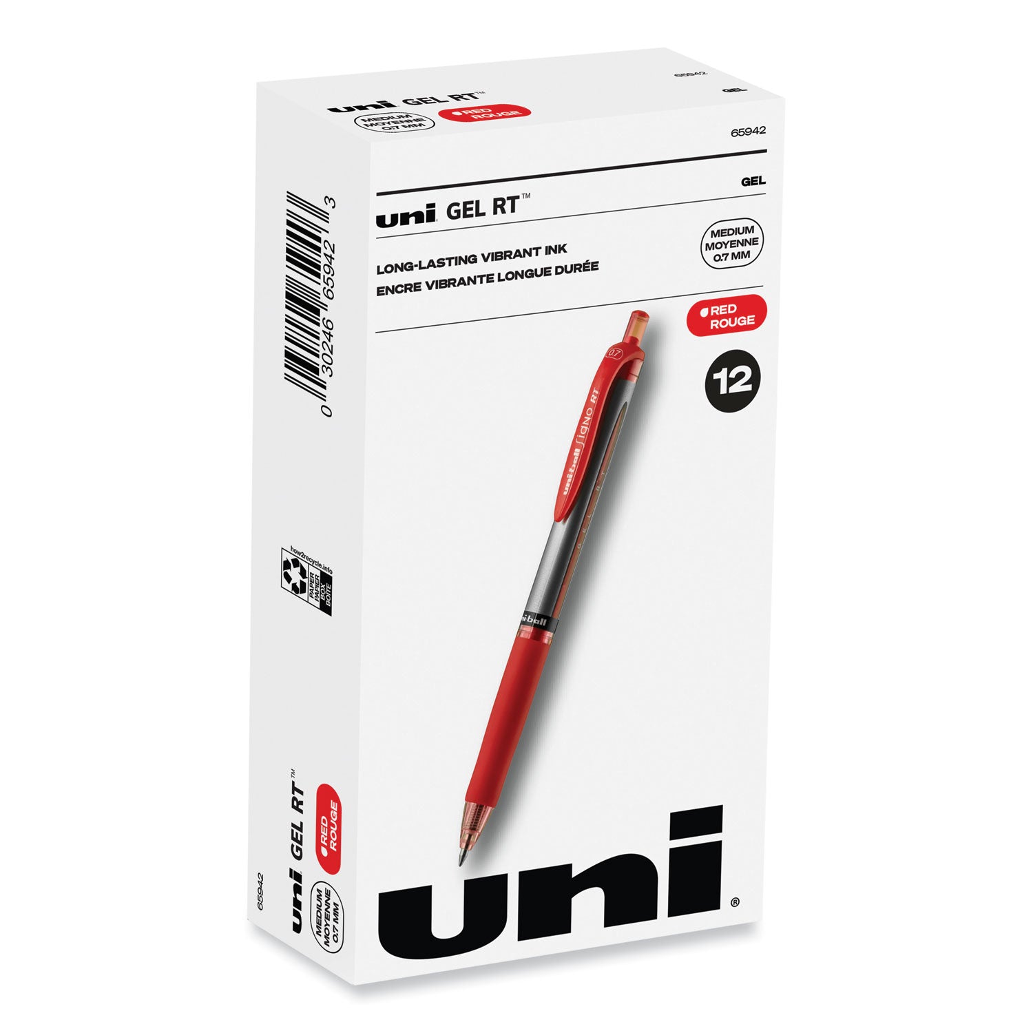 signo-gel-pen-retractable-medium-07-mm-red-ink-silver-red-barrel-dozen_ubc65942 - 1