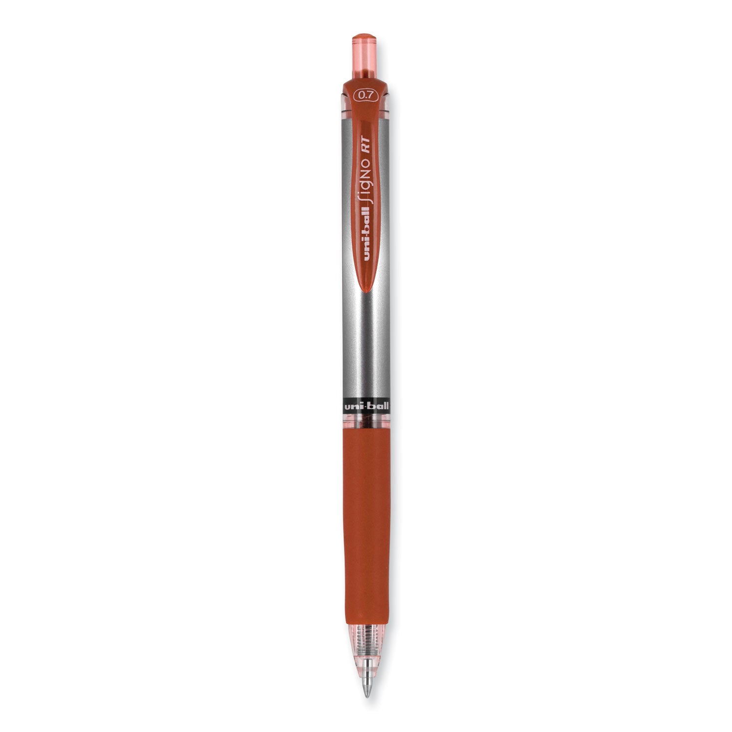 signo-gel-pen-retractable-medium-07-mm-red-ink-silver-red-barrel-dozen_ubc65942 - 2