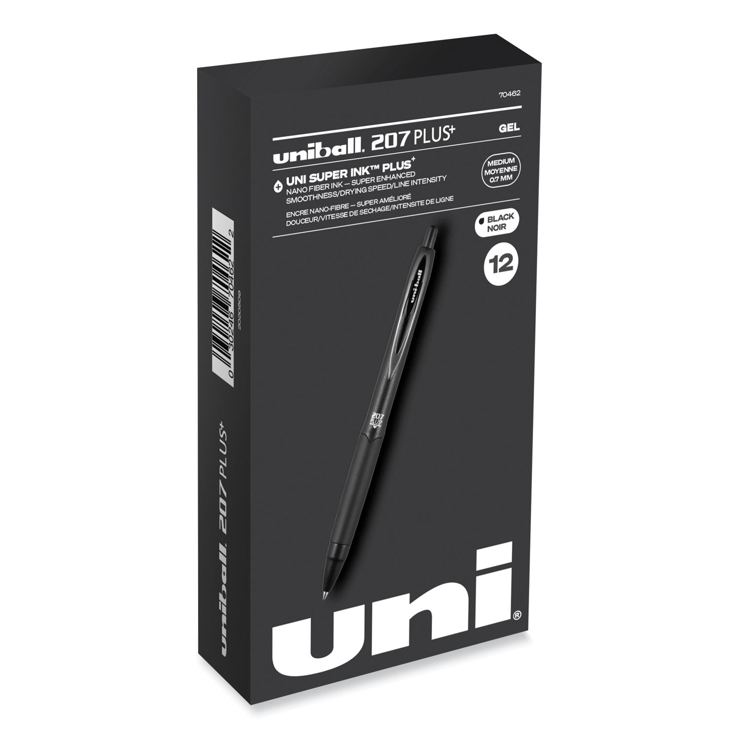 207-plus+-gel-pen-retractable-medium-07-mm-black-ink-black-barrel-dozen_ubc70462 - 1