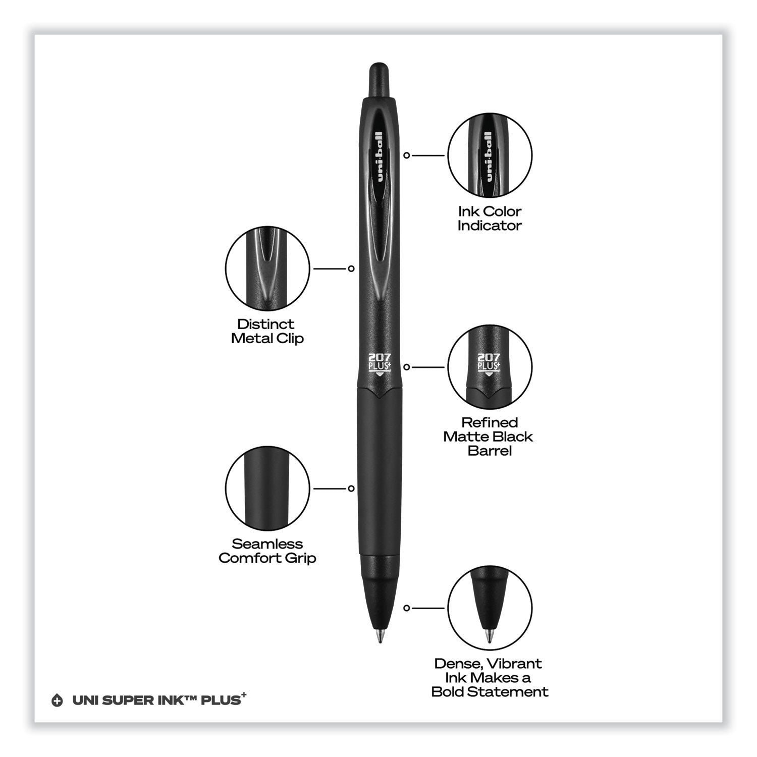 207-plus+-gel-pen-retractable-medium-07-mm-black-ink-black-barrel-dozen_ubc70462 - 5