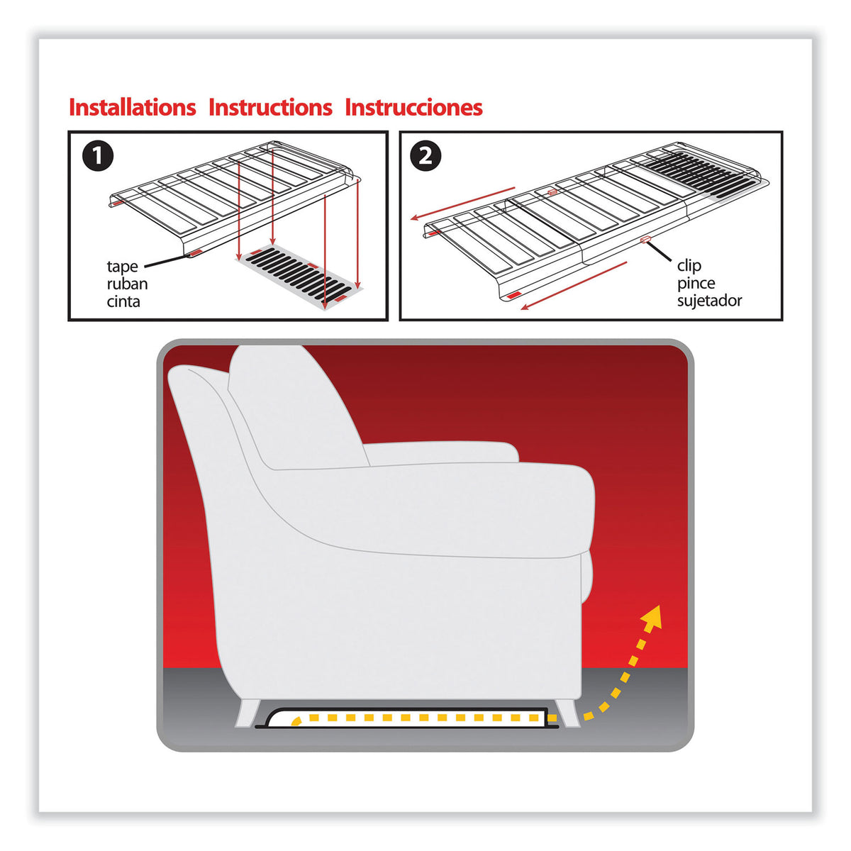 Under Furniture Air Deflector, 11 x 20 x 1.25, Clear