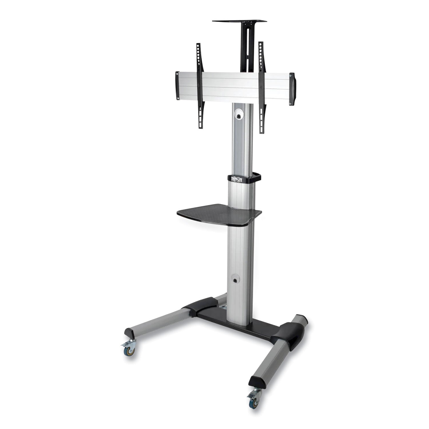 flat-panel-floor-stand-tilt-range-12-to-+5-metal-1-shelf-110-lb-capacity-326-x-276-x-815-silver-black_trpdmcs3270xp - 1