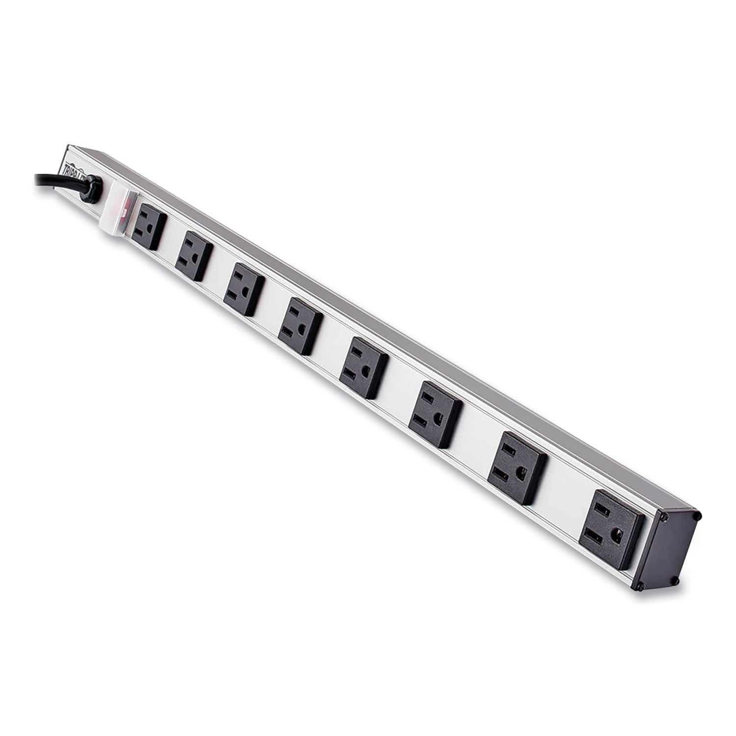 Vertical Power Strip, 8 Outlets, 15 ft Cord, Silver - 
