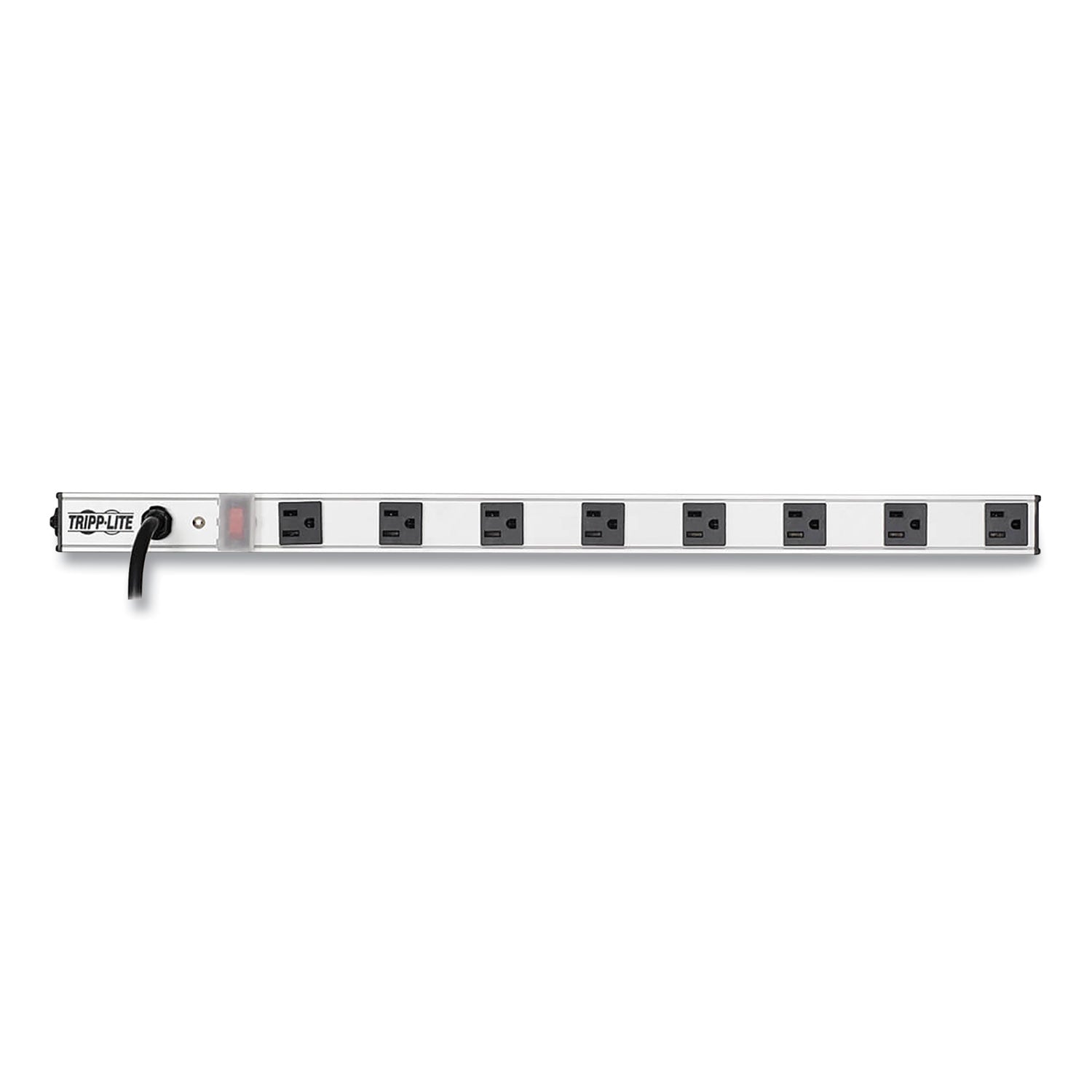 Vertical Power Strip, 8 Outlets, 15 ft Cord, Silver - 