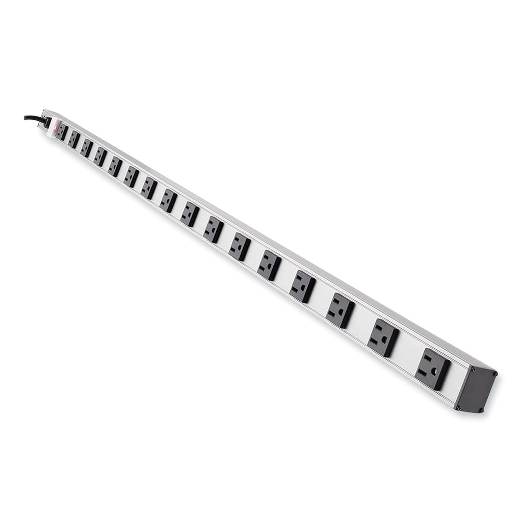 Vertical Power Strip, 16 Outlets, 15 ft Cord, Silver - 