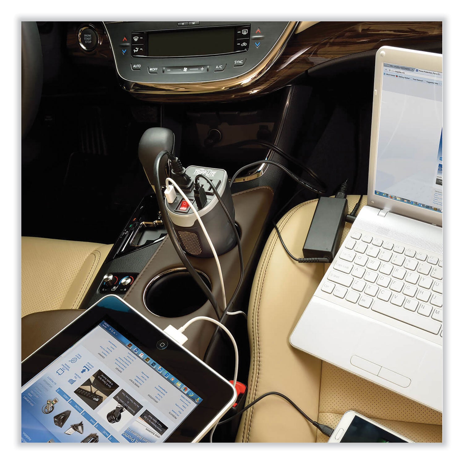 PowerVerter Ultra-Compact Car Inverter, 200 W, Two AC Outlets/Two USB Ports