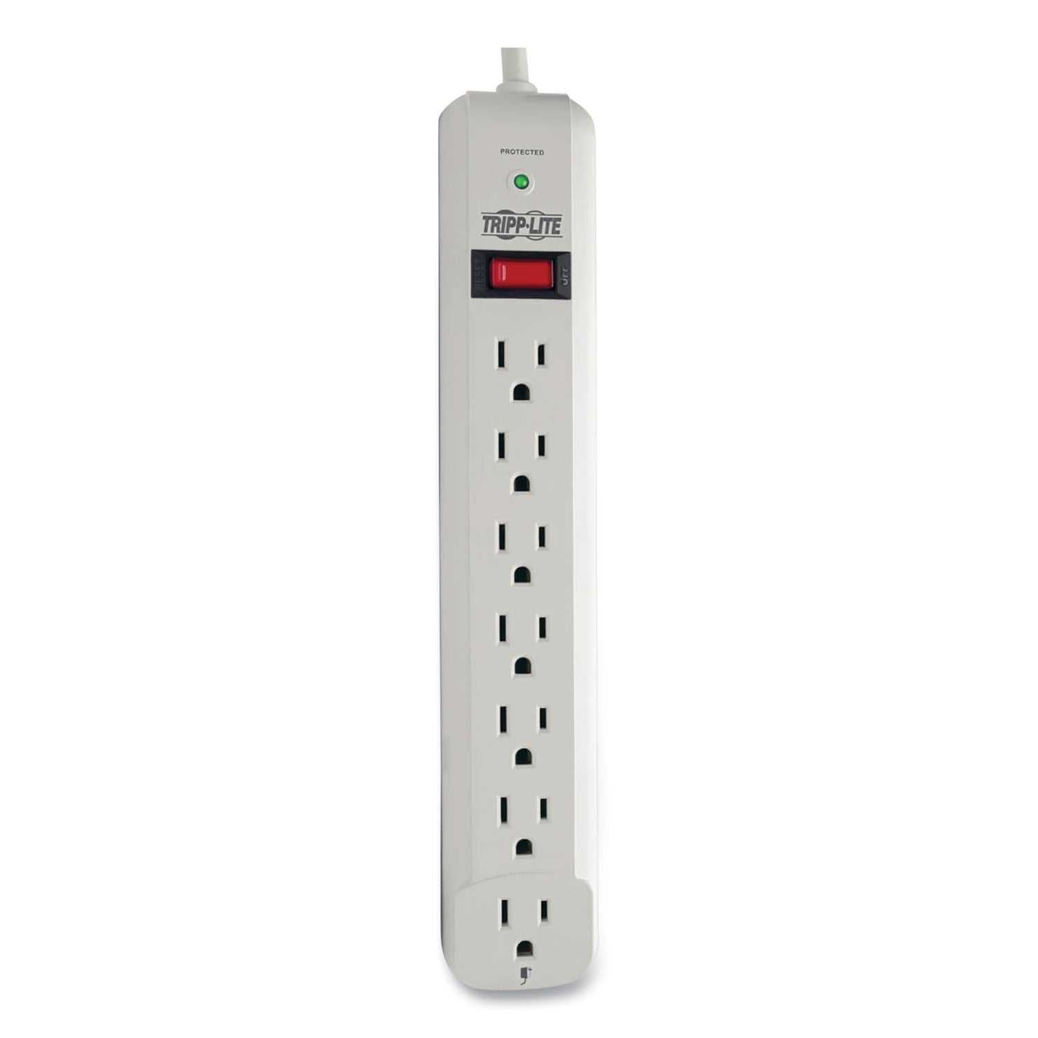 Protect It! Surge Protector, 7 AC Outlets, 6 ft Cord, 1,080 J, Light Gray - 