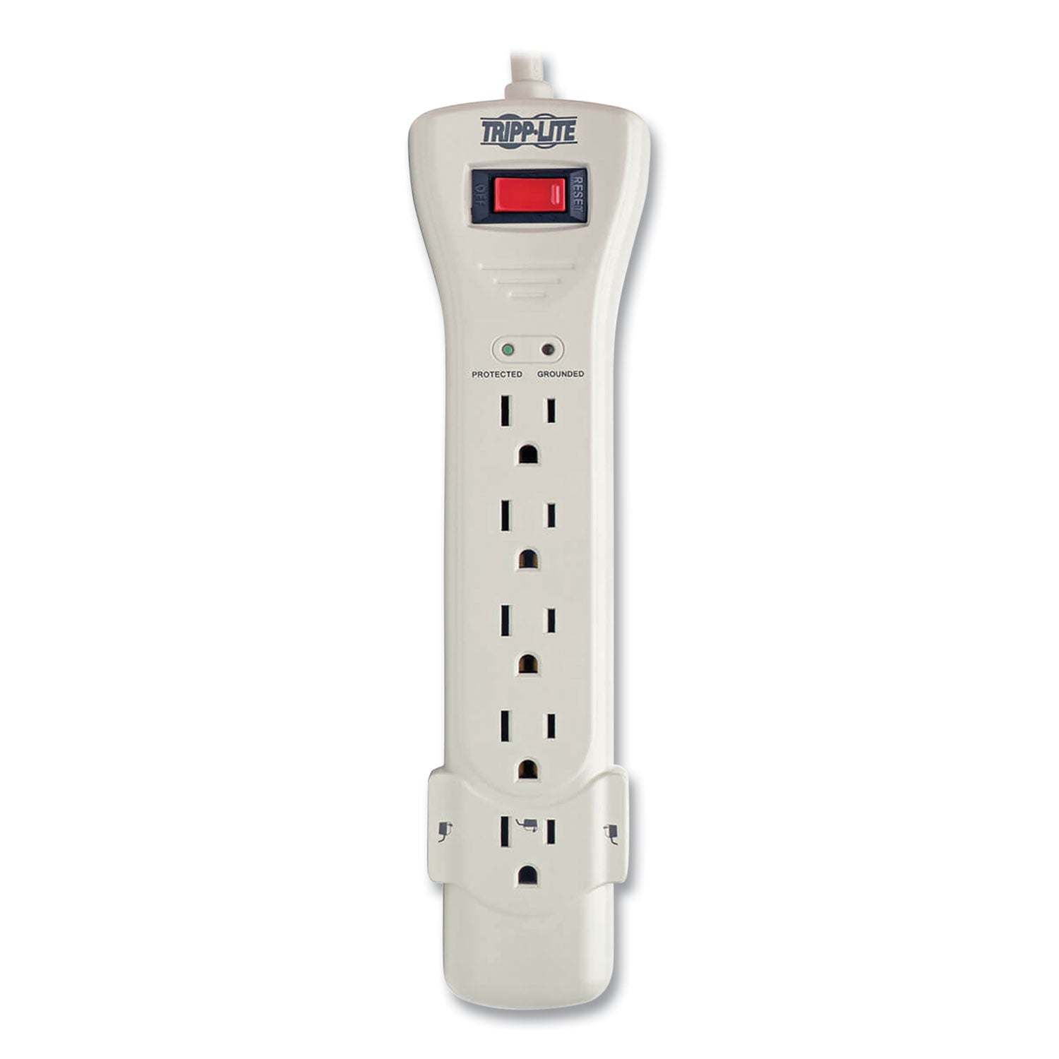 Protect It! Surge Protector, 7 AC Outlets, 7 ft Cord, 2,160 J, Light Gray - 