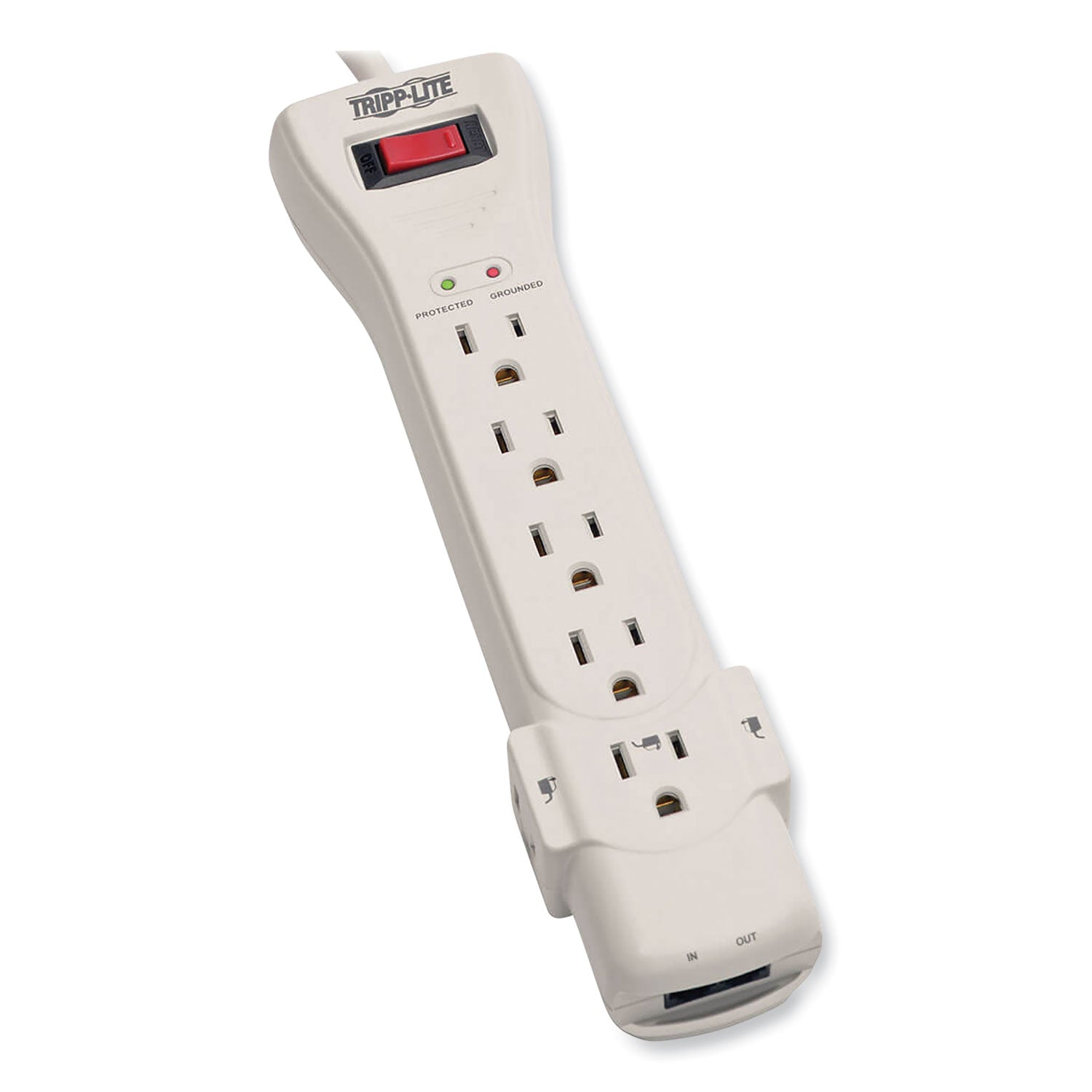 Protect It! Surge Protector, 7 AC Outlets, 15 ft Cord, 2,520 J, Light Gray - 