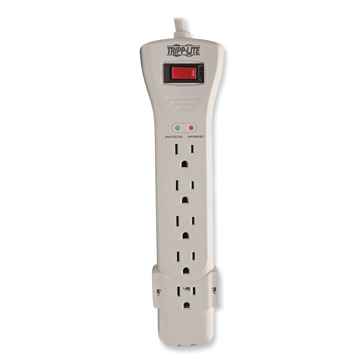 Protect It! Surge Protector, 7 AC Outlets, 15 ft Cord, 2,520 J, Light Gray - 