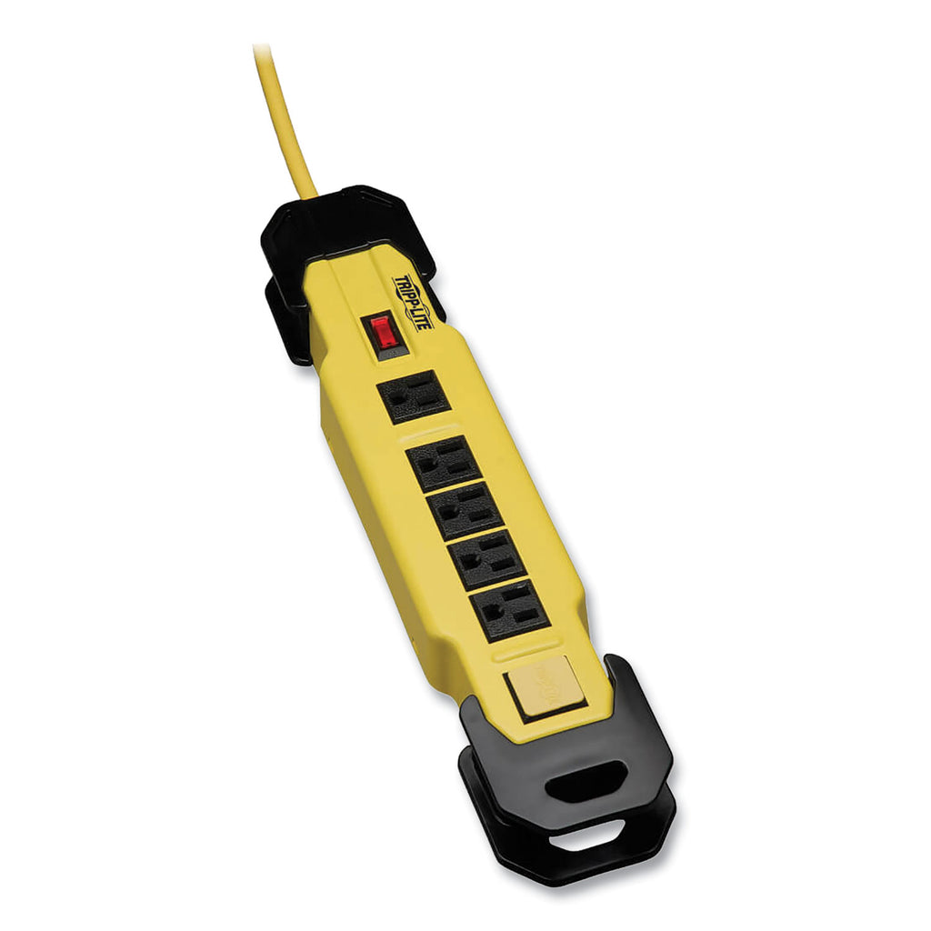 Power It! Safety Power Strip with GFCI Plug, 6 Outlets, 9 ft Cord, Yellow/Black - 