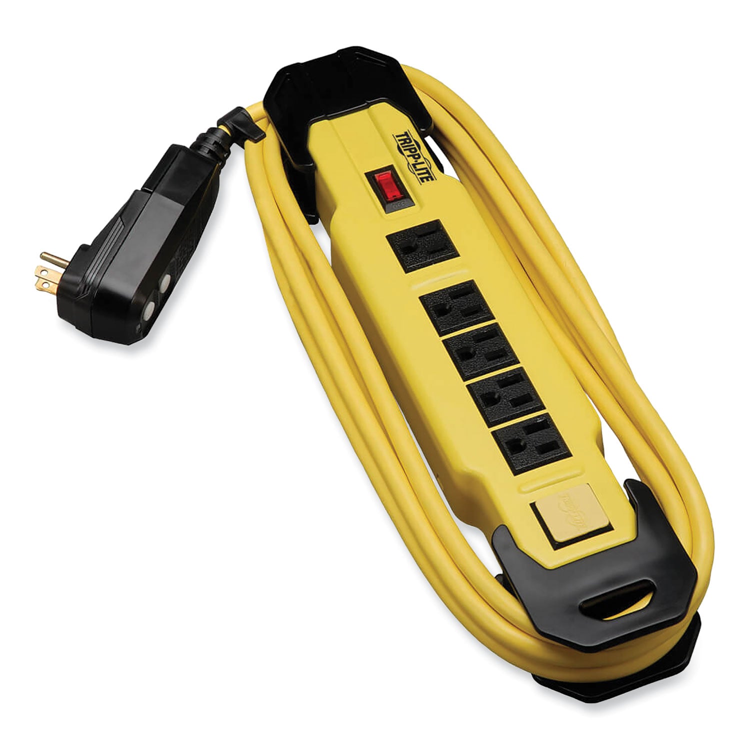 Power It! Safety Power Strip with GFCI Plug, 6 Outlets, 9 ft Cord, Yellow/Black - 