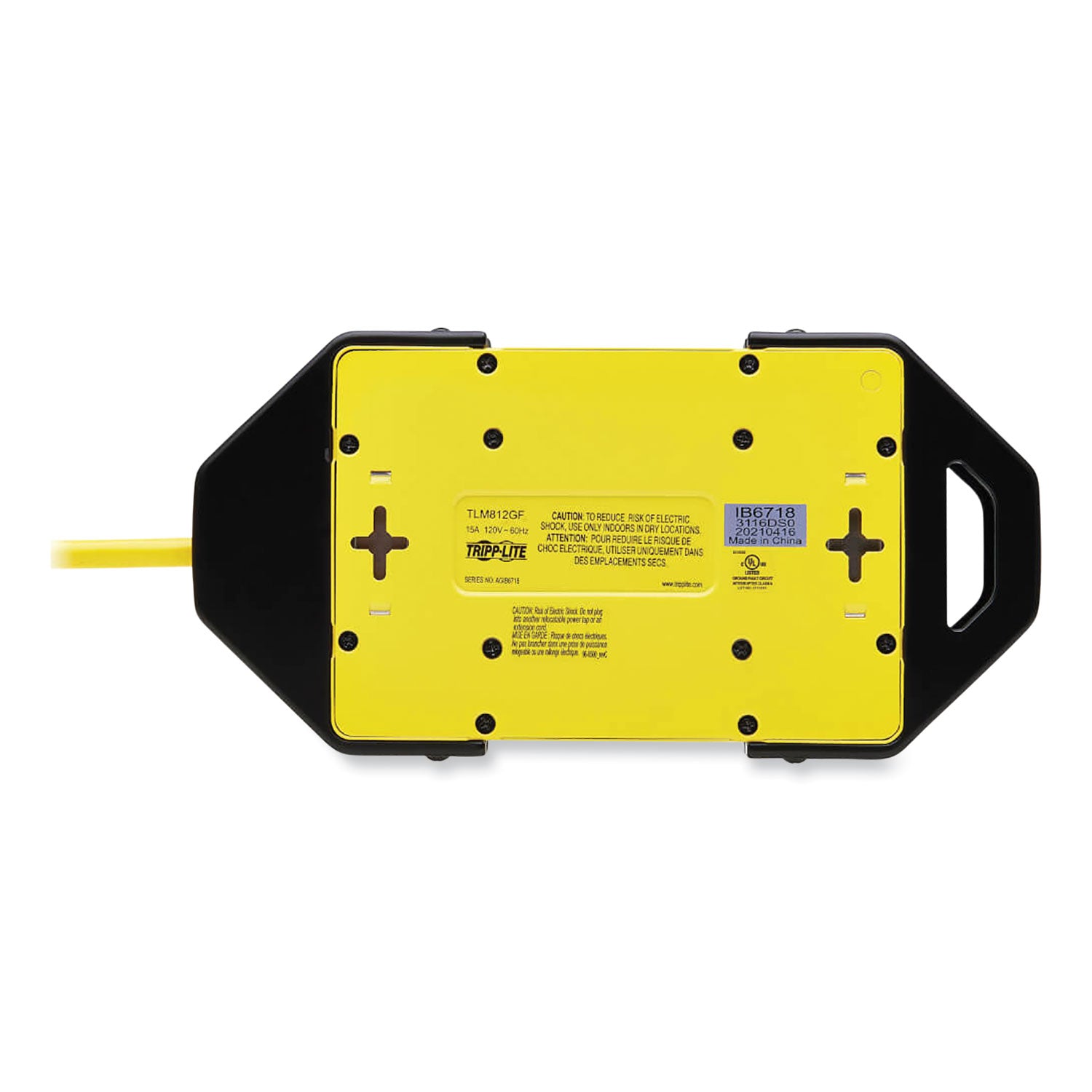 Power It! Safety Power Strip with GFCI Plug, 8 Outlets, 12 ft Cord, Yellow/Black - 